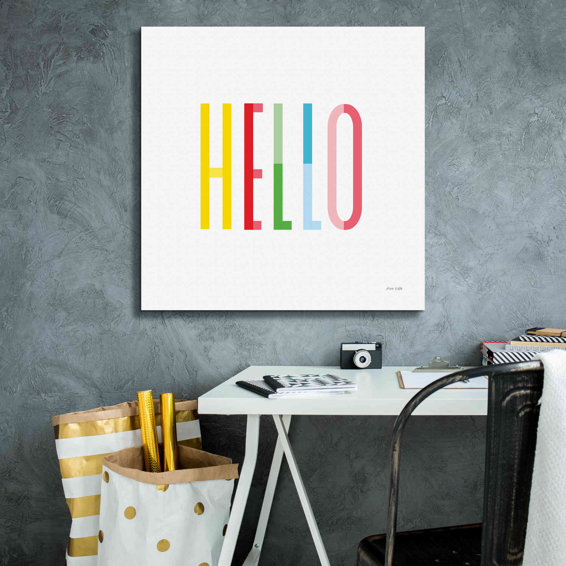 'Hello' by Ann Kelle Designs, Canvas Wall Art,26 x 26