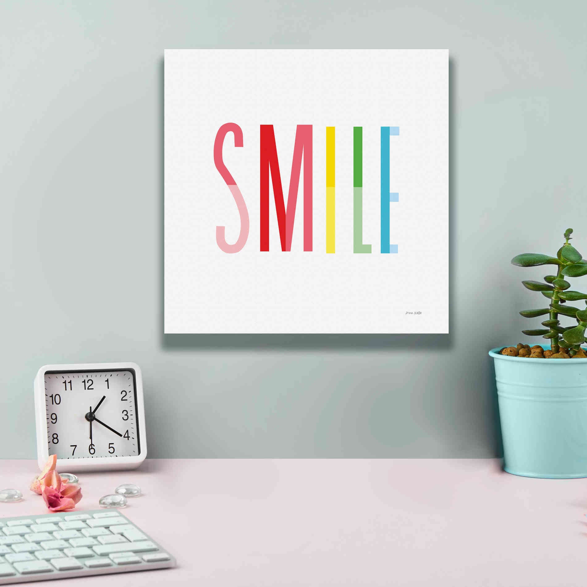 'Smile' by Ann Kelle Designs, Canvas Wall Art,12 x 12