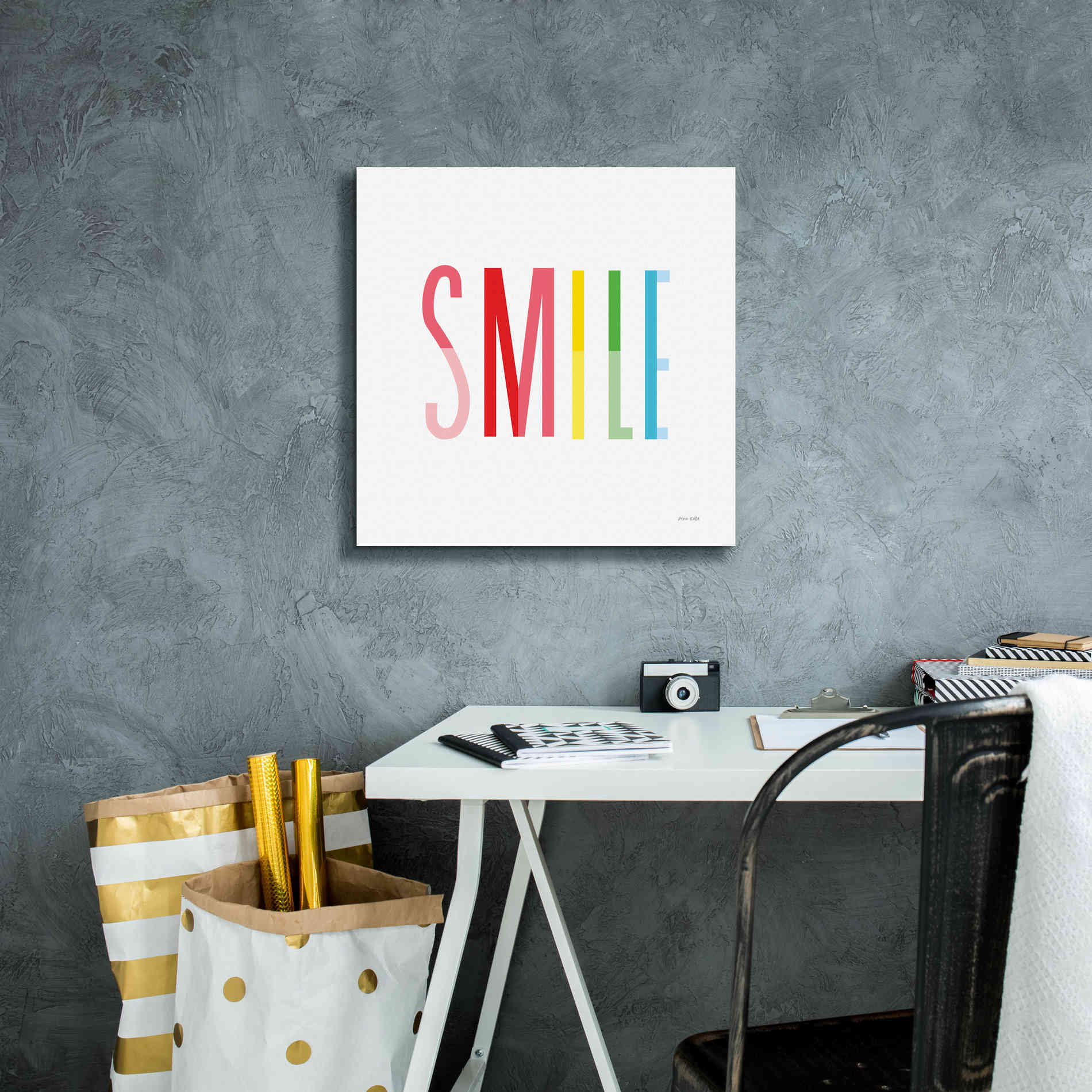 'Smile' by Ann Kelle Designs, Canvas Wall Art,18 x 18