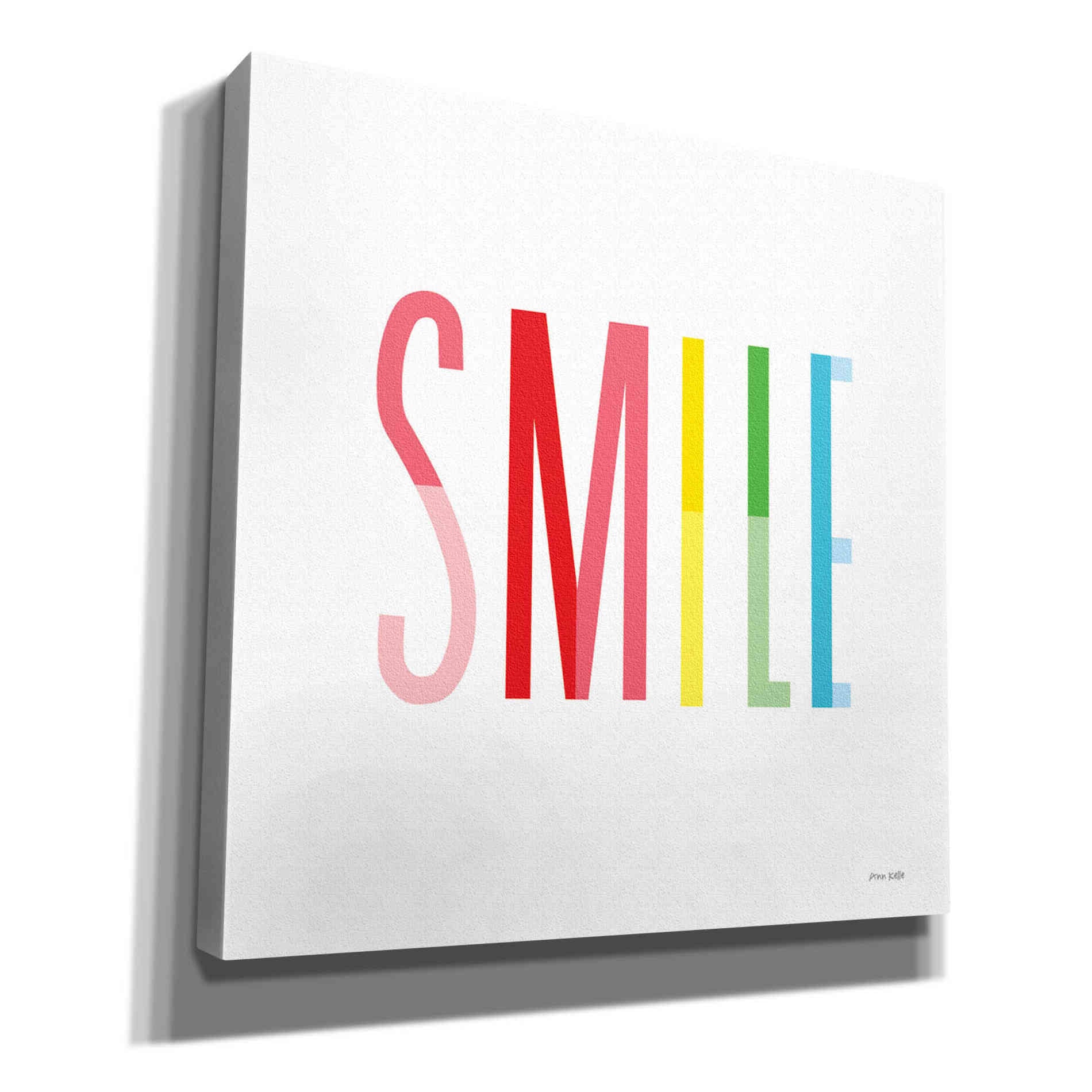 'Smile' by Ann Kelle Designs, Canvas Wall Art,12x12x1.1x0,18x18x1.1x0,26x26x1.74x0,37x37x1.74x0
