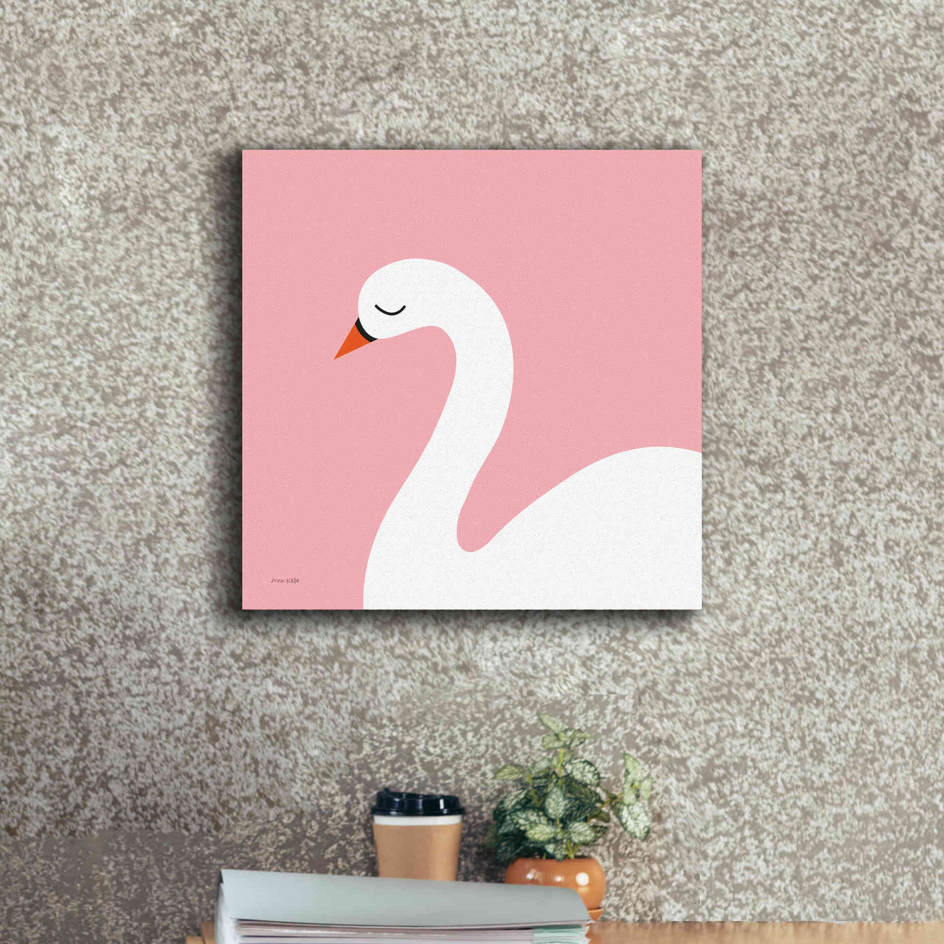'Swan' by Ann Kelle Designs, Canvas Wall Art,18 x 18
