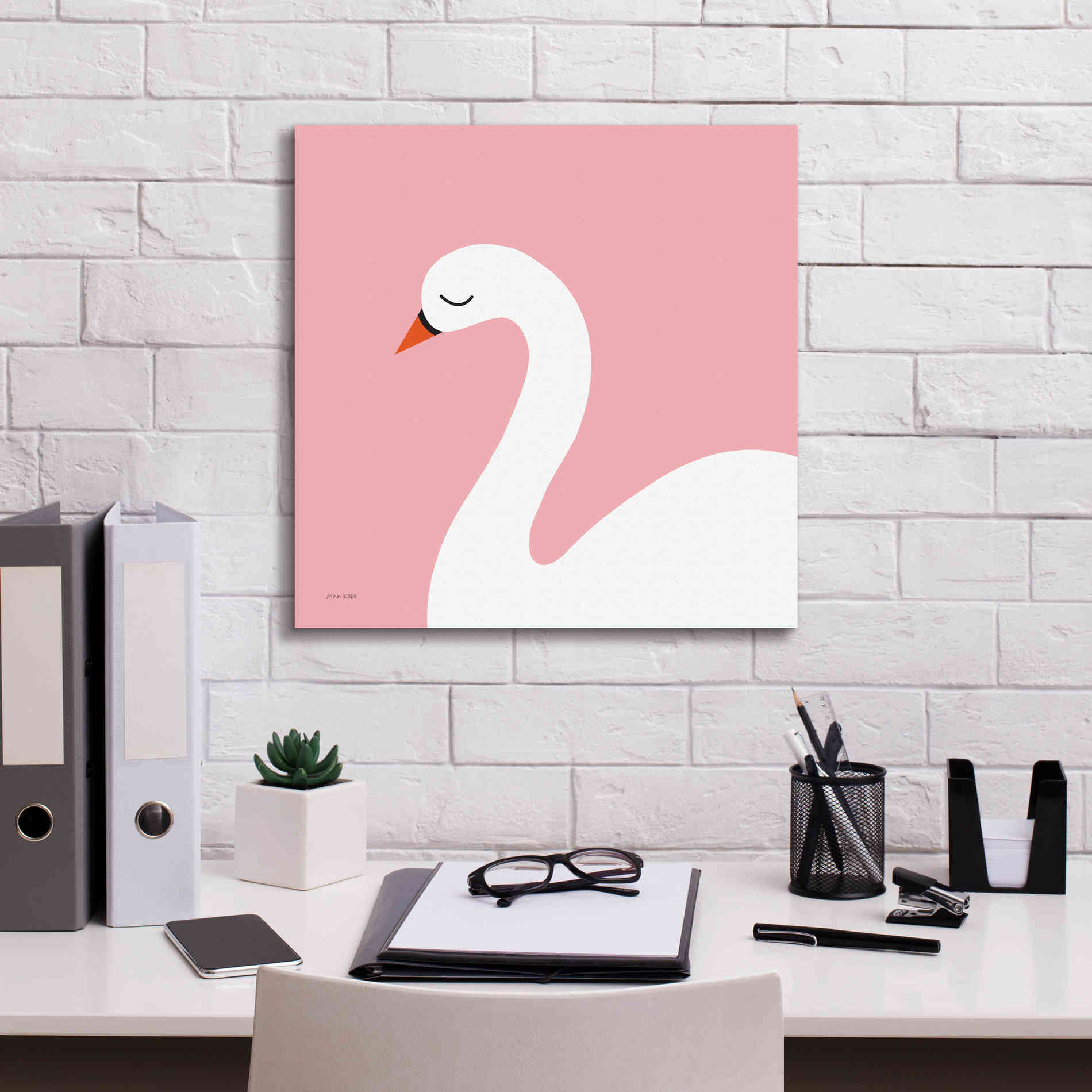 'Swan' by Ann Kelle Designs, Canvas Wall Art,18 x 18