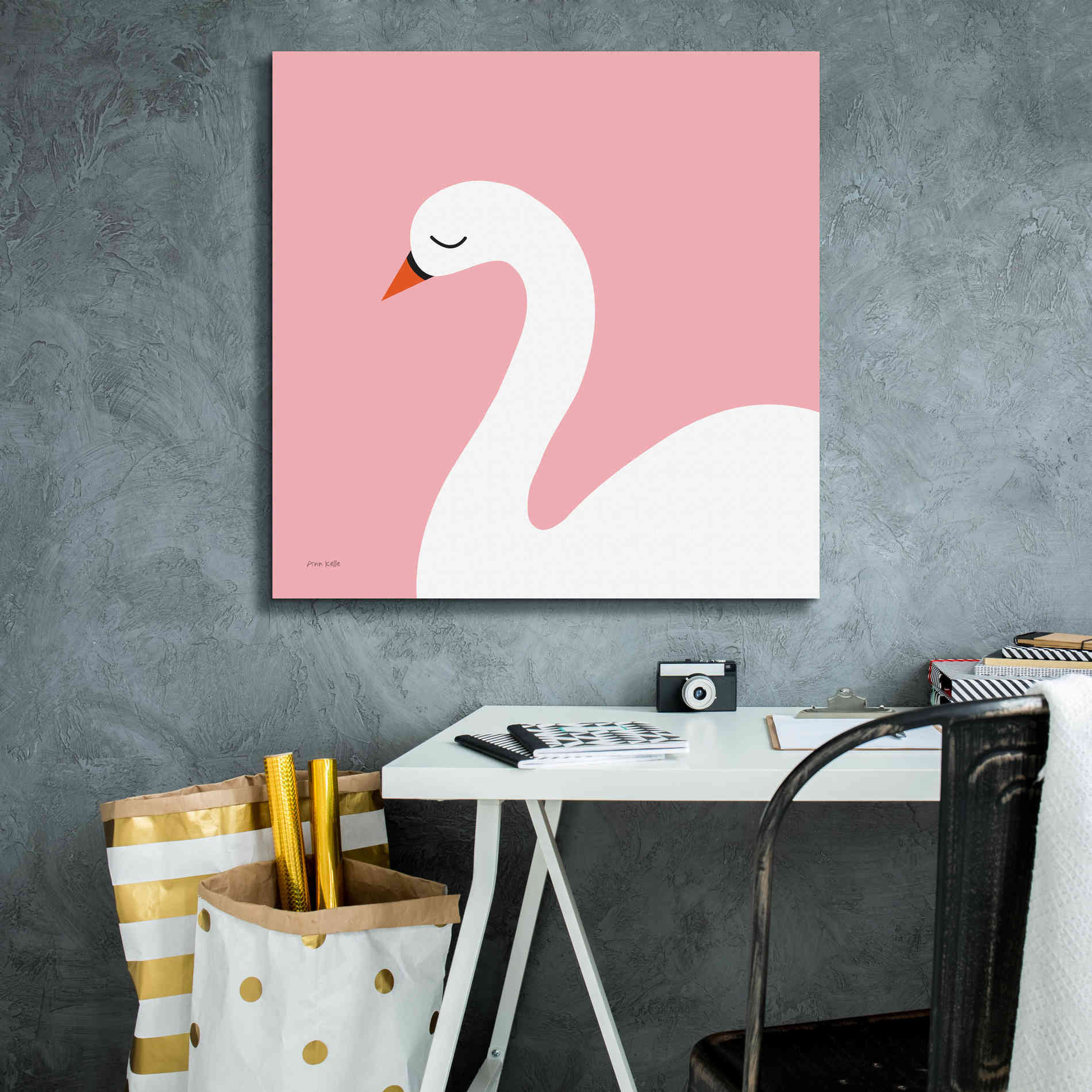 'Swan' by Ann Kelle Designs, Canvas Wall Art,26 x 26