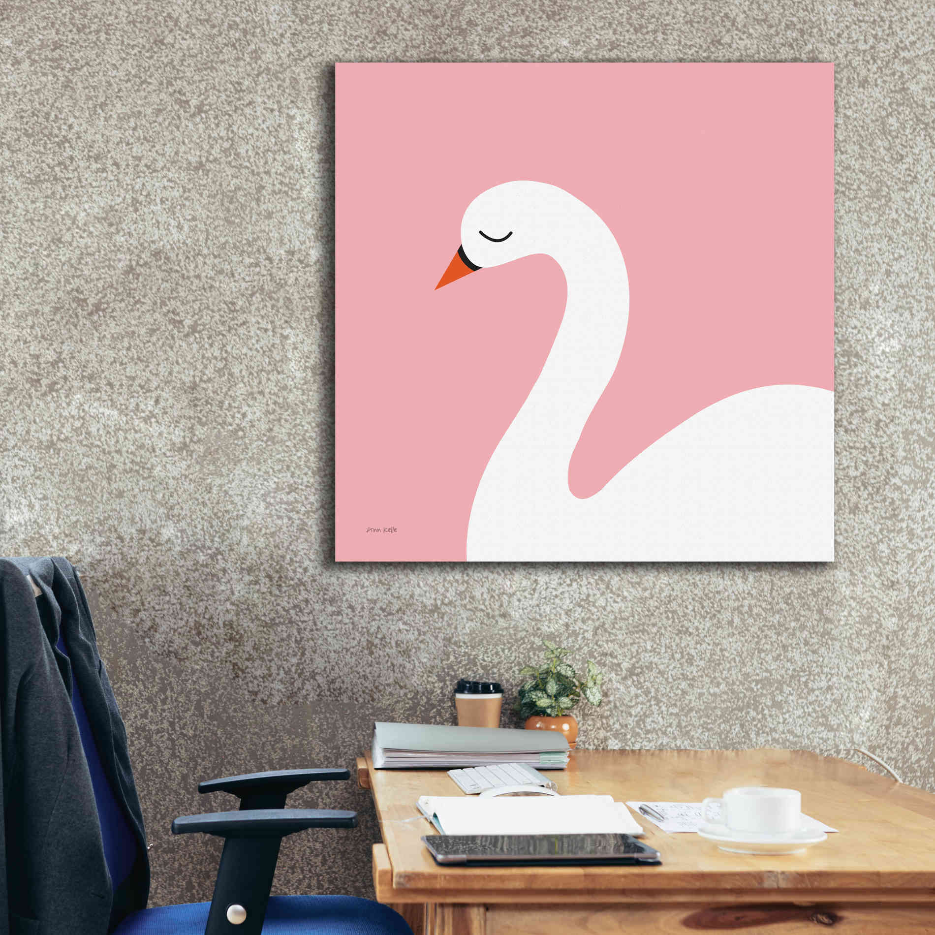 'Swan' by Ann Kelle Designs, Canvas Wall Art,37 x 37