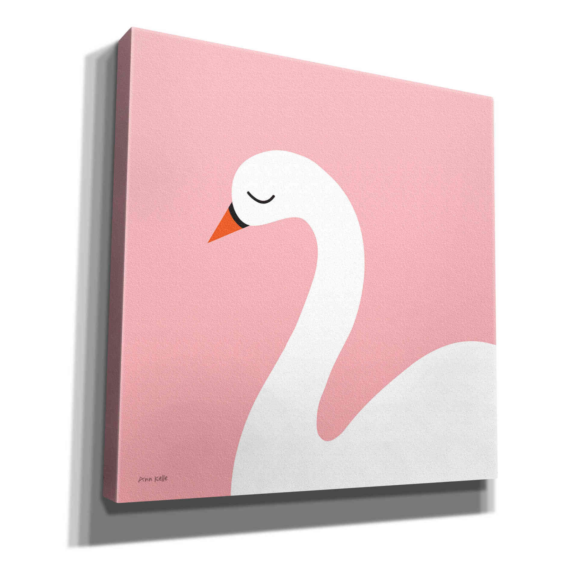 'Swan' by Ann Kelle Designs, Canvas Wall Art,12x12x1.1x0,18x18x1.1x0,26x26x1.74x0,37x37x1.74x0