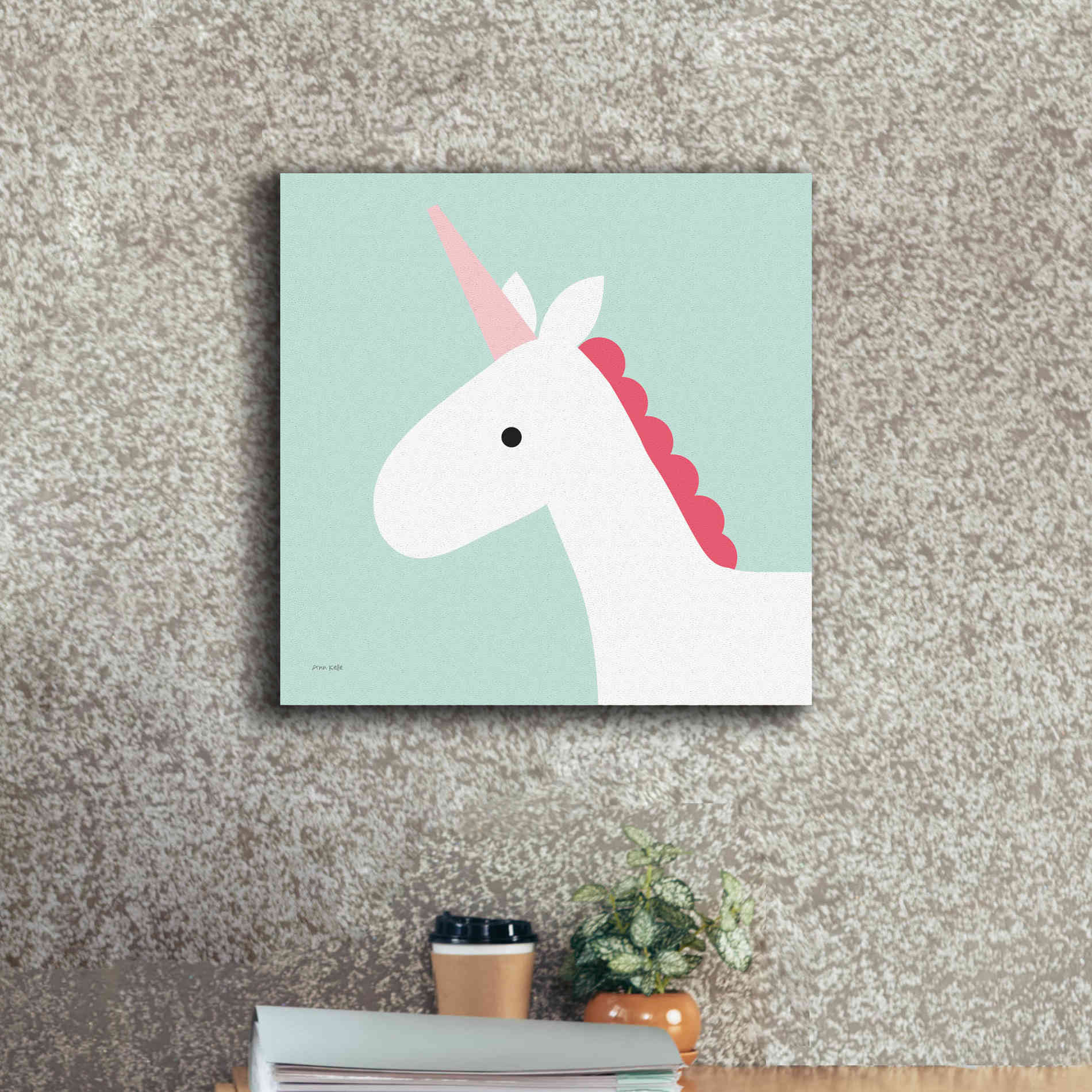'Unicorn' by Ann Kelle Designs, Canvas Wall Art,18 x 18