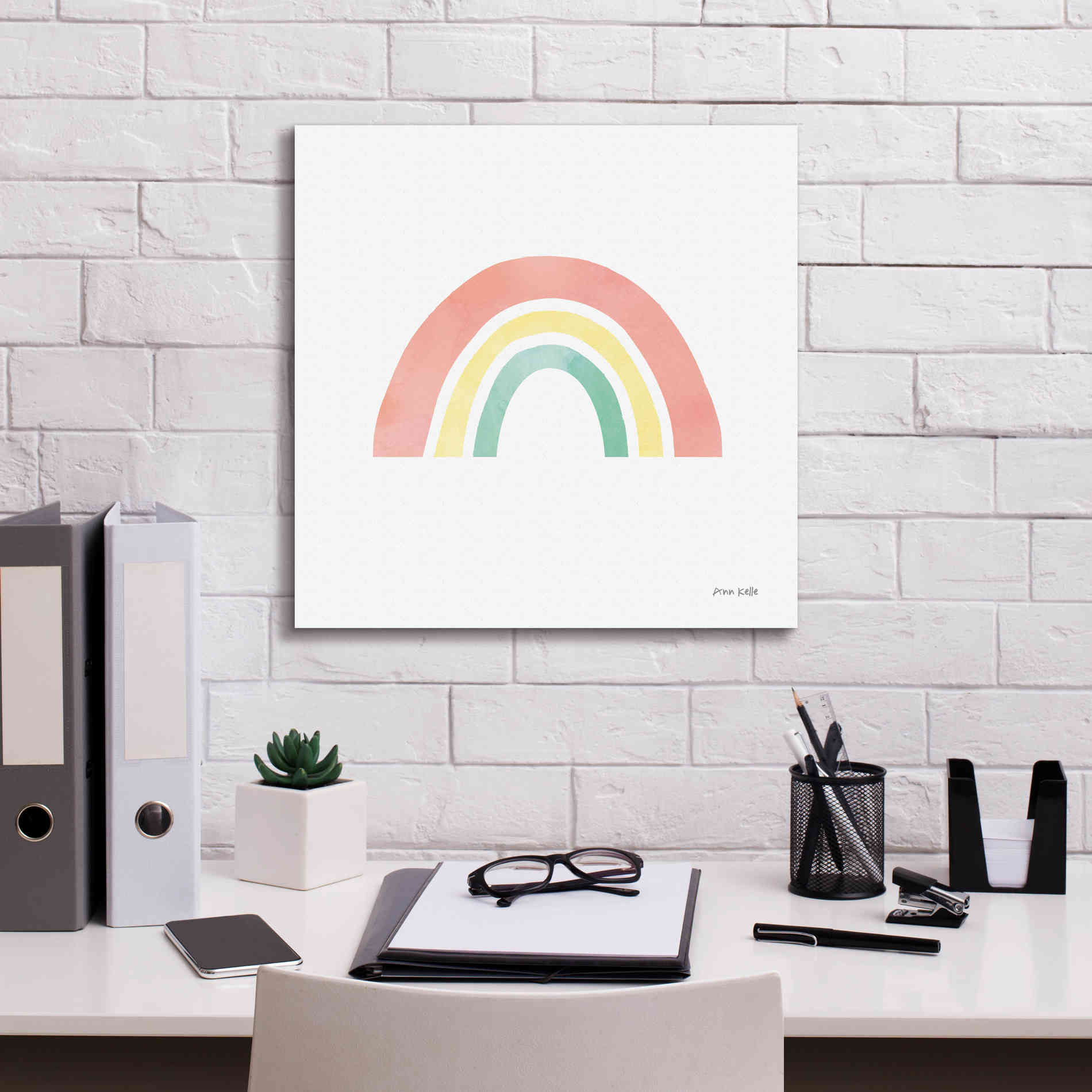 'Pastel Rainbow I' by Ann Kelle Designs, Canvas Wall Art,18 x 18