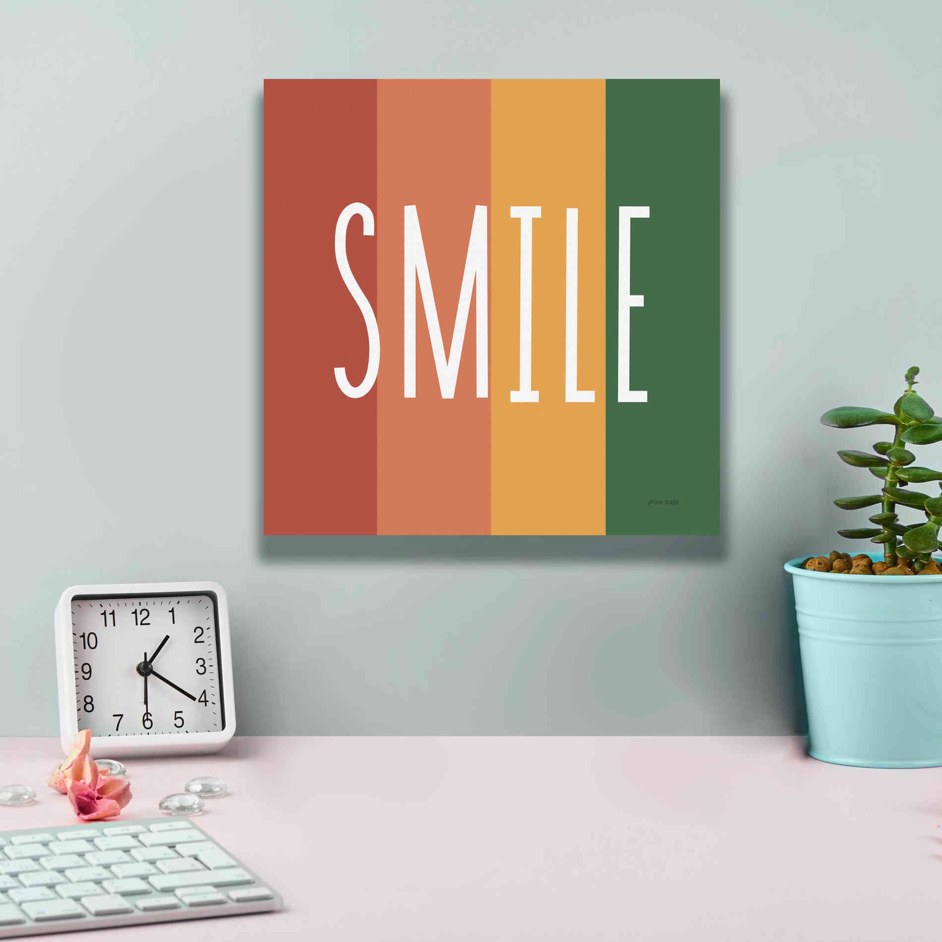 'Smile Rainbow Retro' by Ann Kelle Designs, Canvas Wall Art,12 x 12
