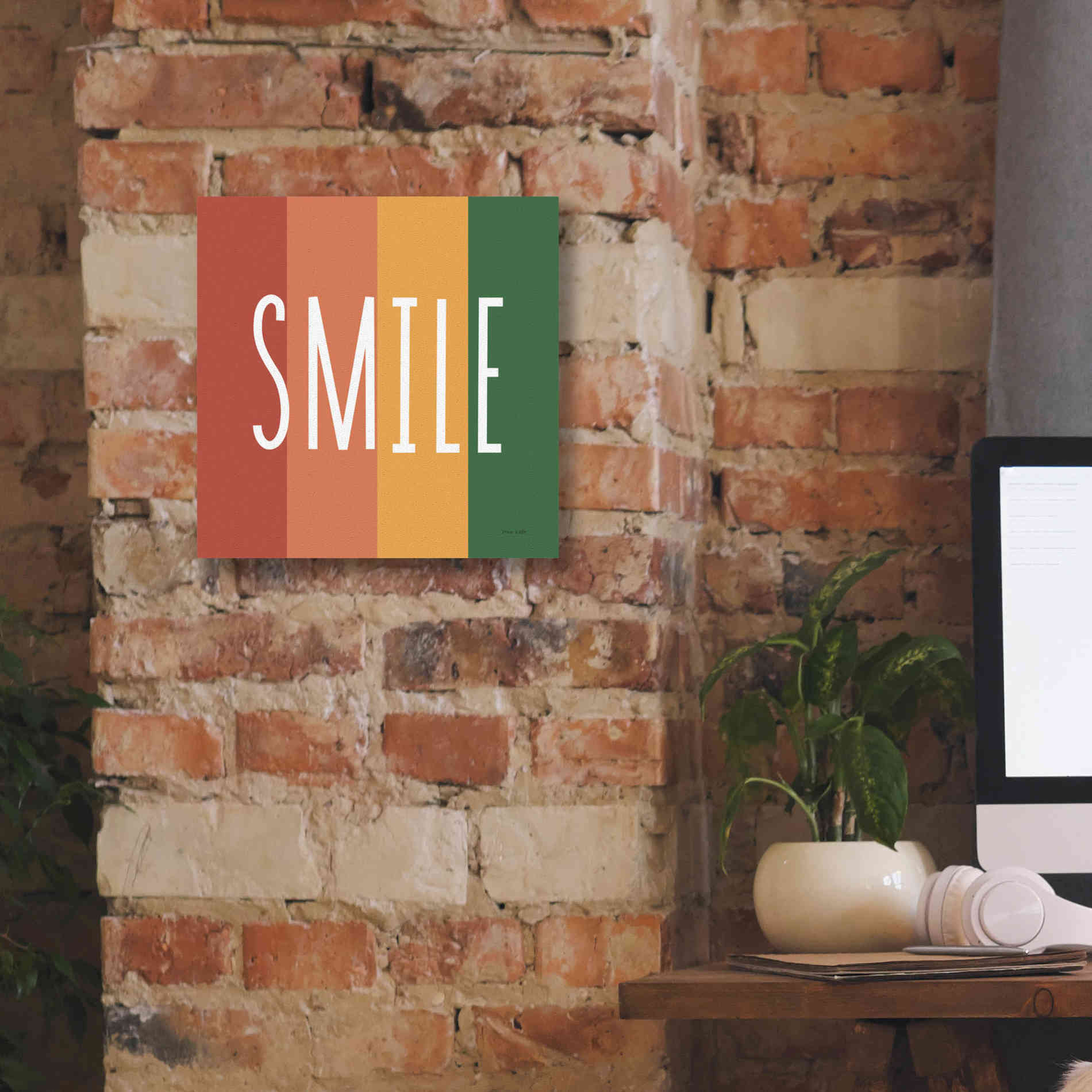 'Smile Rainbow Retro' by Ann Kelle Designs, Canvas Wall Art,12 x 12