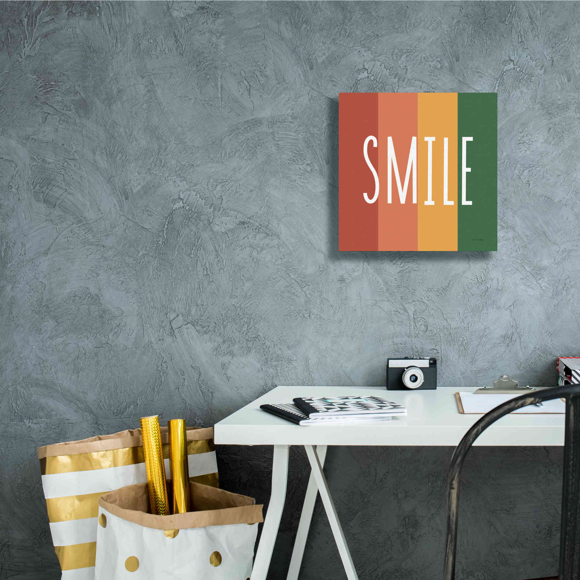 'Smile Rainbow Retro' by Ann Kelle Designs, Canvas Wall Art,12 x 12