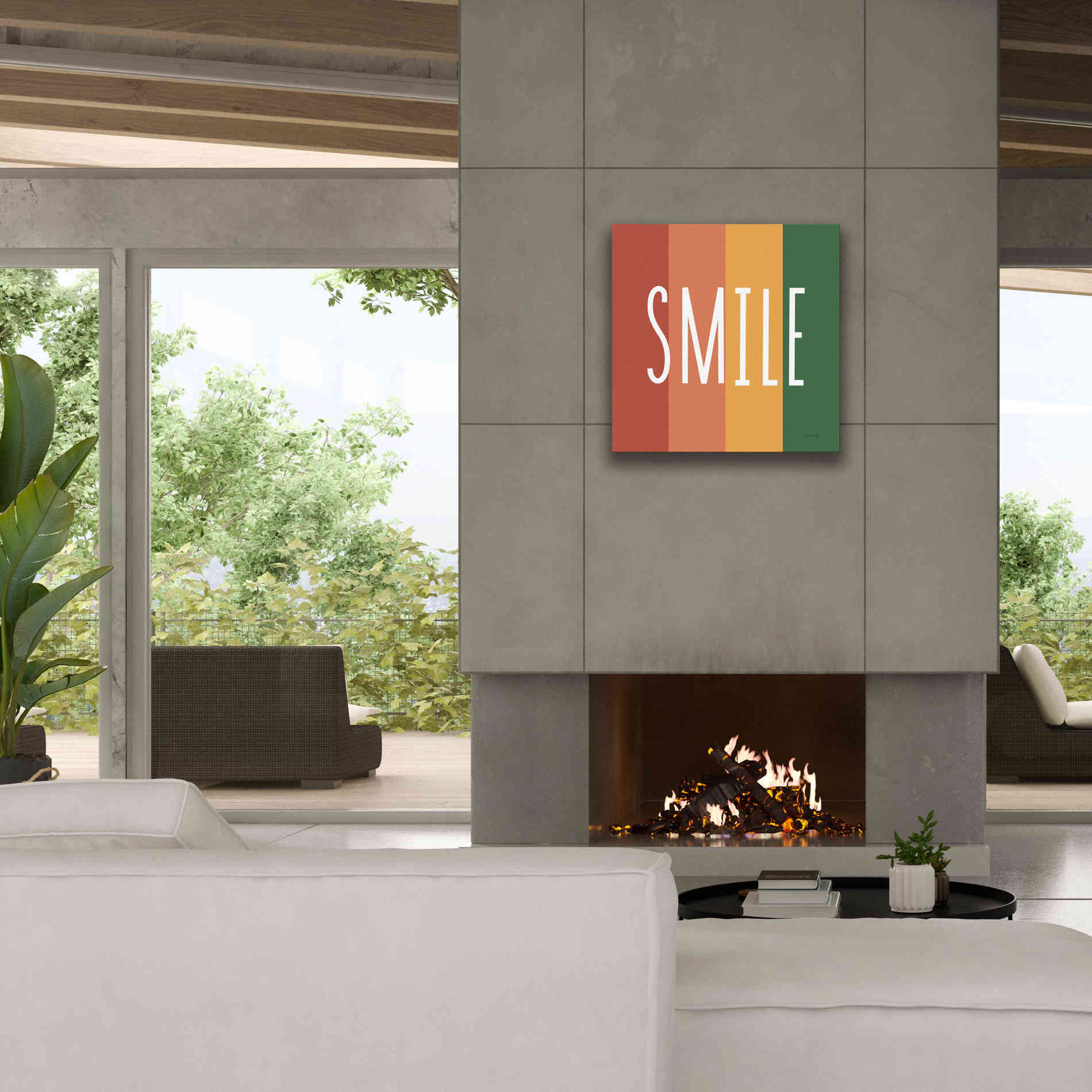 'Smile Rainbow Retro' by Ann Kelle Designs, Canvas Wall Art,26 x 26