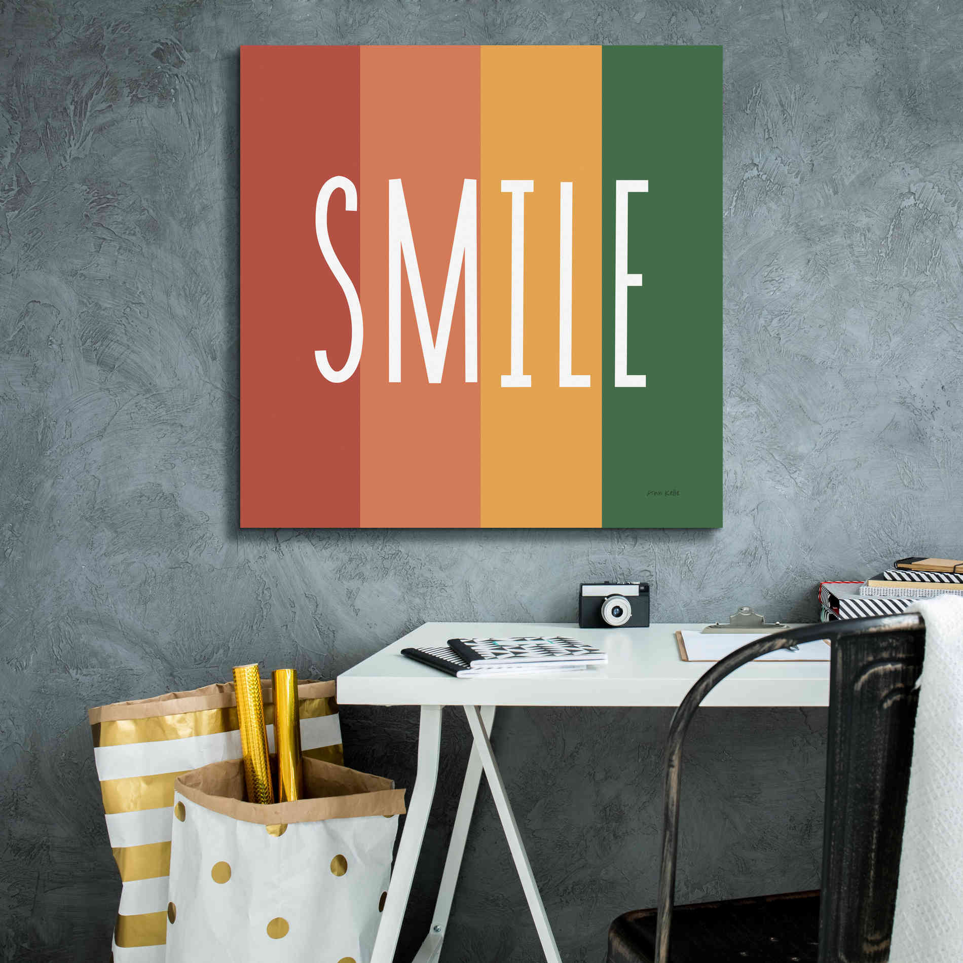'Smile Rainbow Retro' by Ann Kelle Designs, Canvas Wall Art,26 x 26