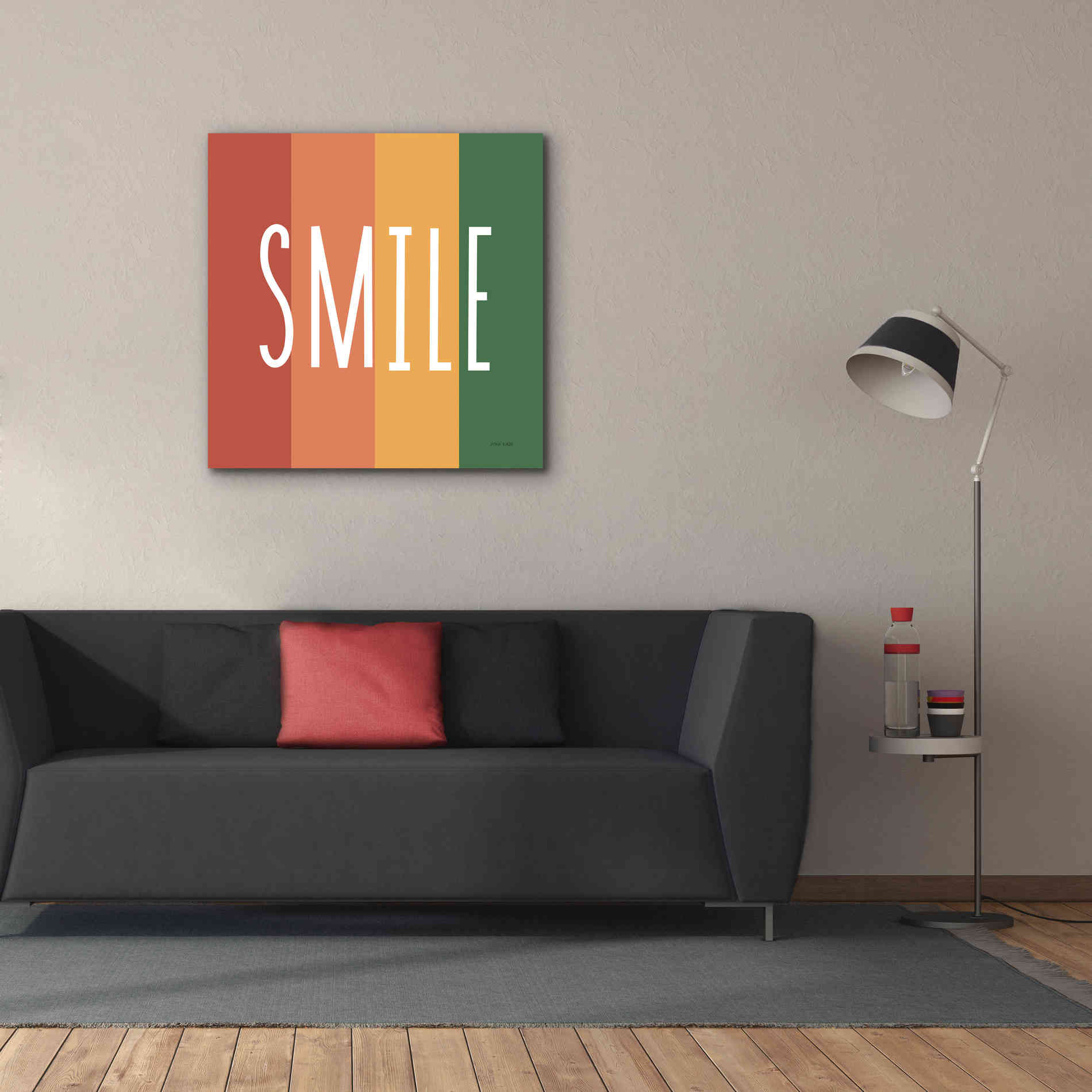'Smile Rainbow Retro' by Ann Kelle Designs, Canvas Wall Art,37 x 37