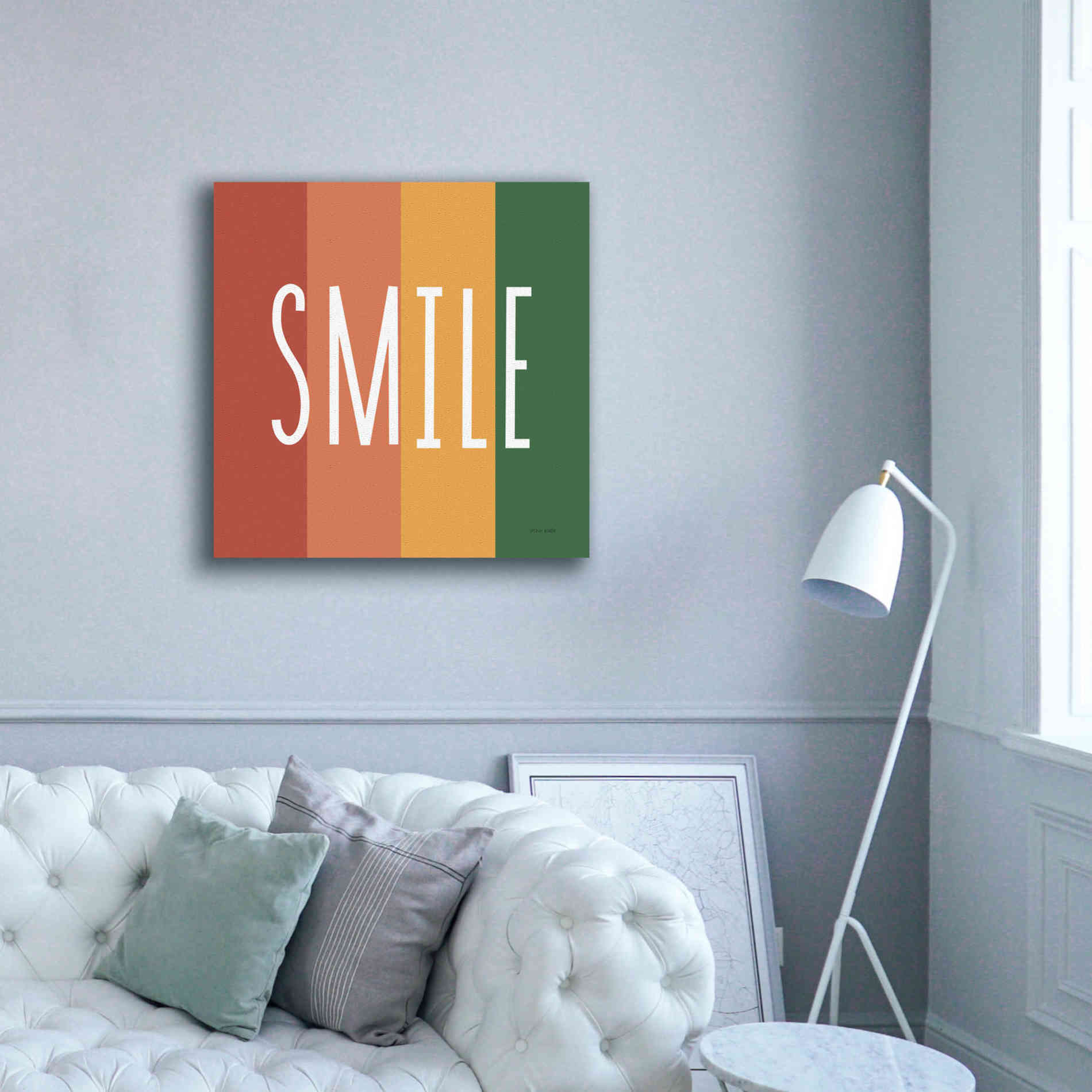'Smile Rainbow Retro' by Ann Kelle Designs, Canvas Wall Art,37 x 37