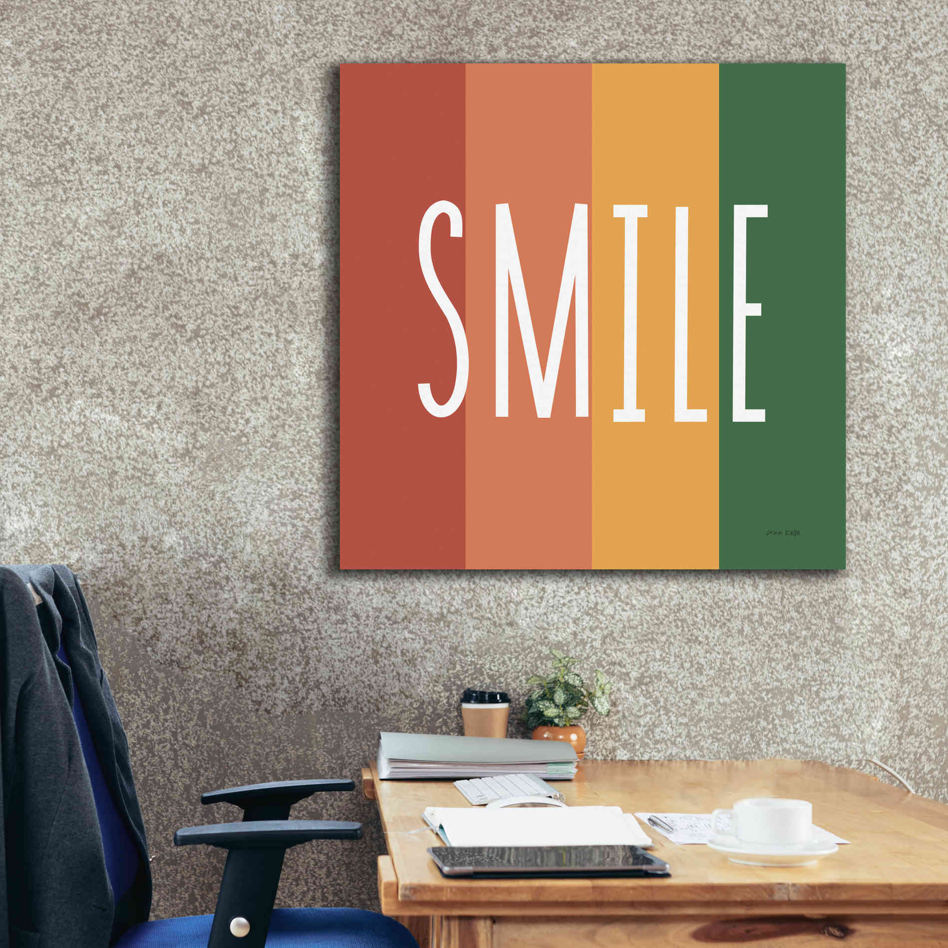 'Smile Rainbow Retro' by Ann Kelle Designs, Canvas Wall Art,37 x 37