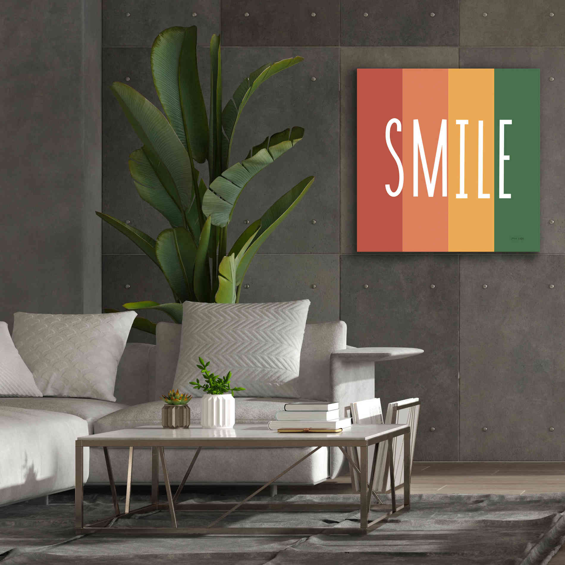 'Smile Rainbow Retro' by Ann Kelle Designs, Canvas Wall Art,37 x 37