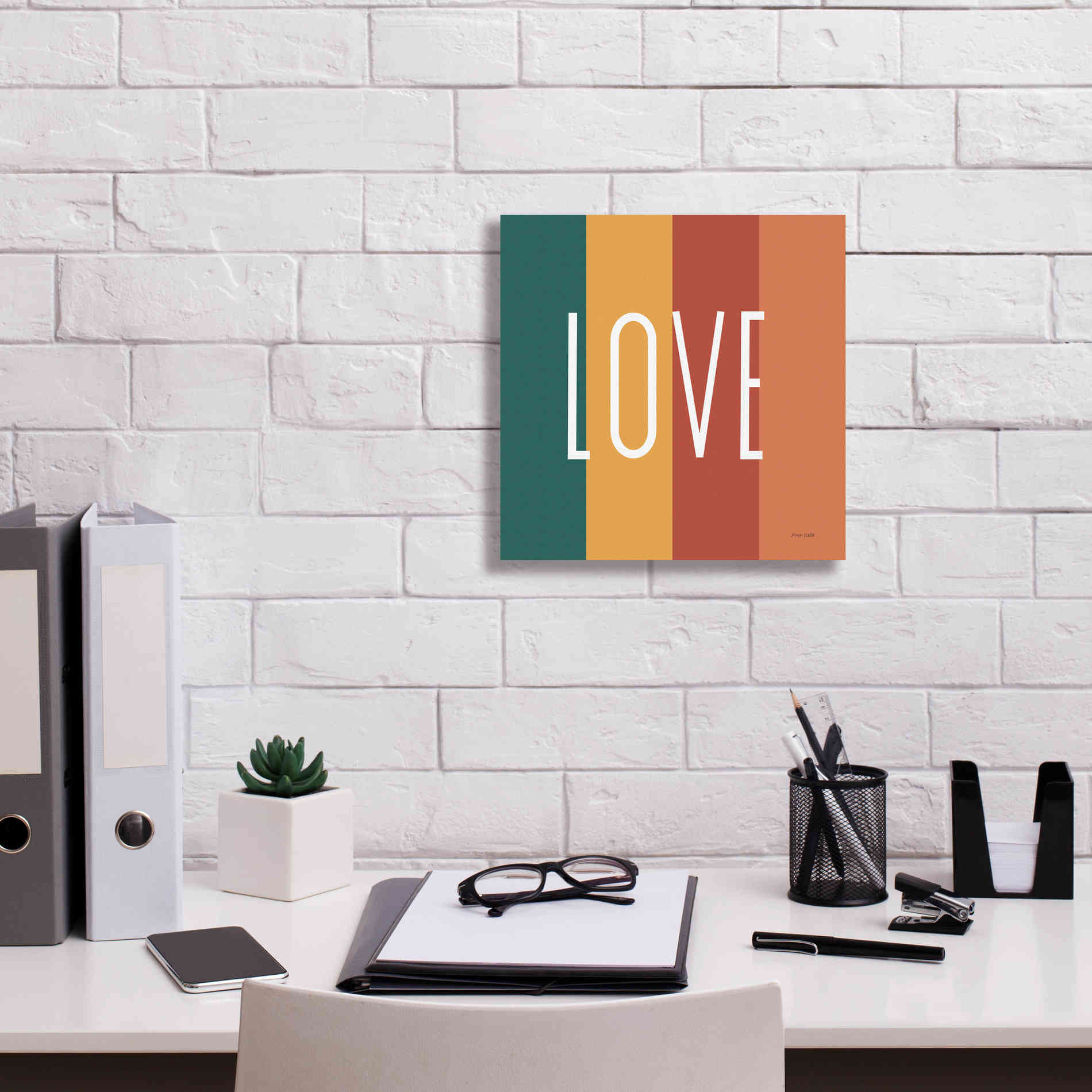 'Love Rainbow Retro' by Ann Kelle Designs, Canvas Wall Art,12 x 12