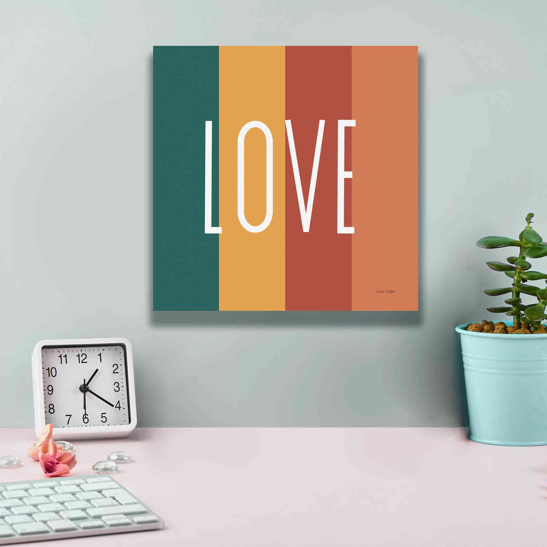 'Love Rainbow Retro' by Ann Kelle Designs, Canvas Wall Art,12 x 12