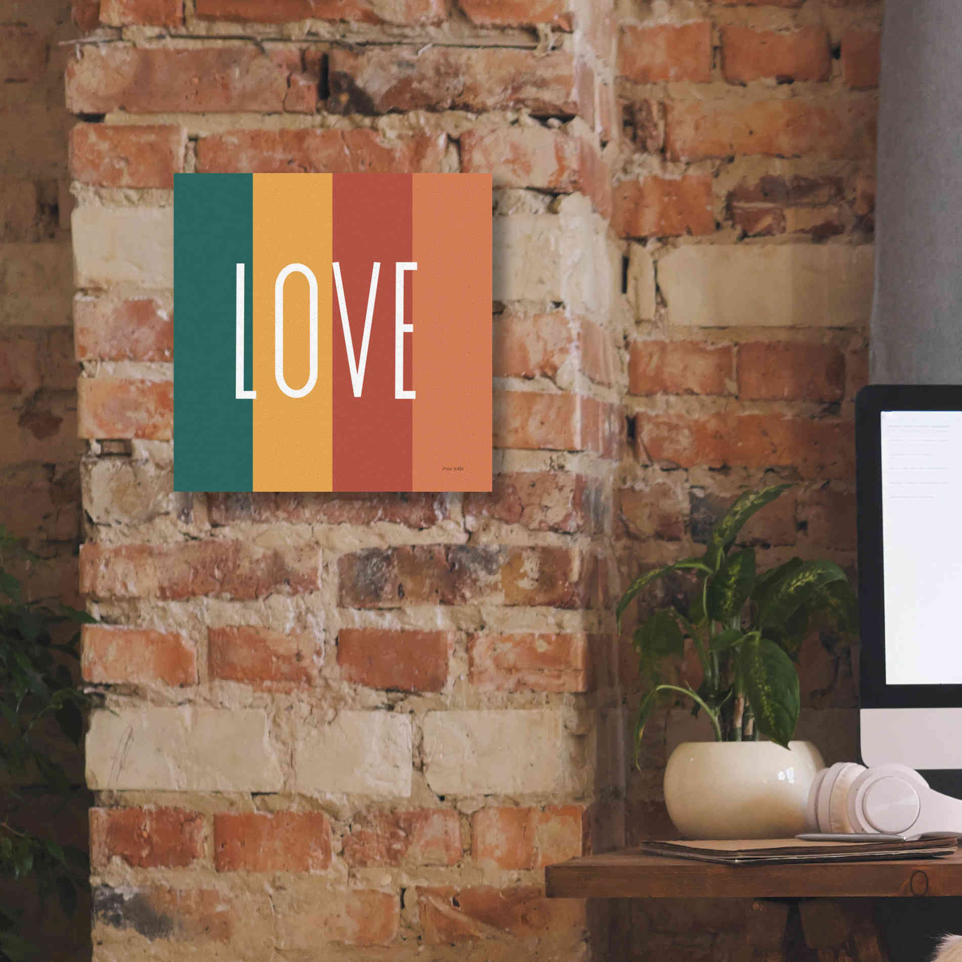 'Love Rainbow Retro' by Ann Kelle Designs, Canvas Wall Art,12 x 12