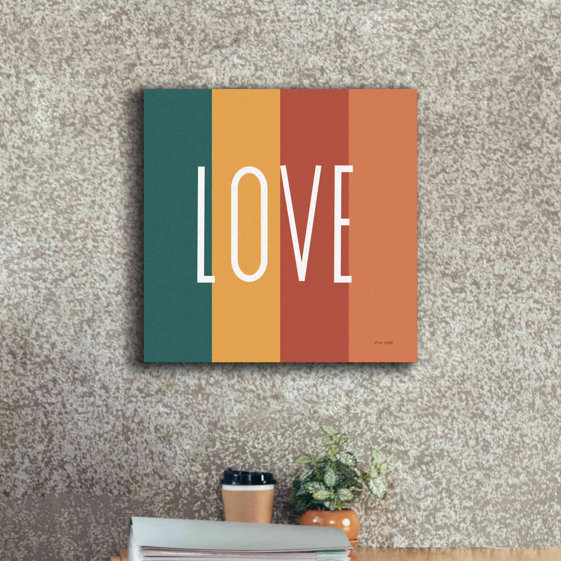 'Love Rainbow Retro' by Ann Kelle Designs, Canvas Wall Art,18 x 18