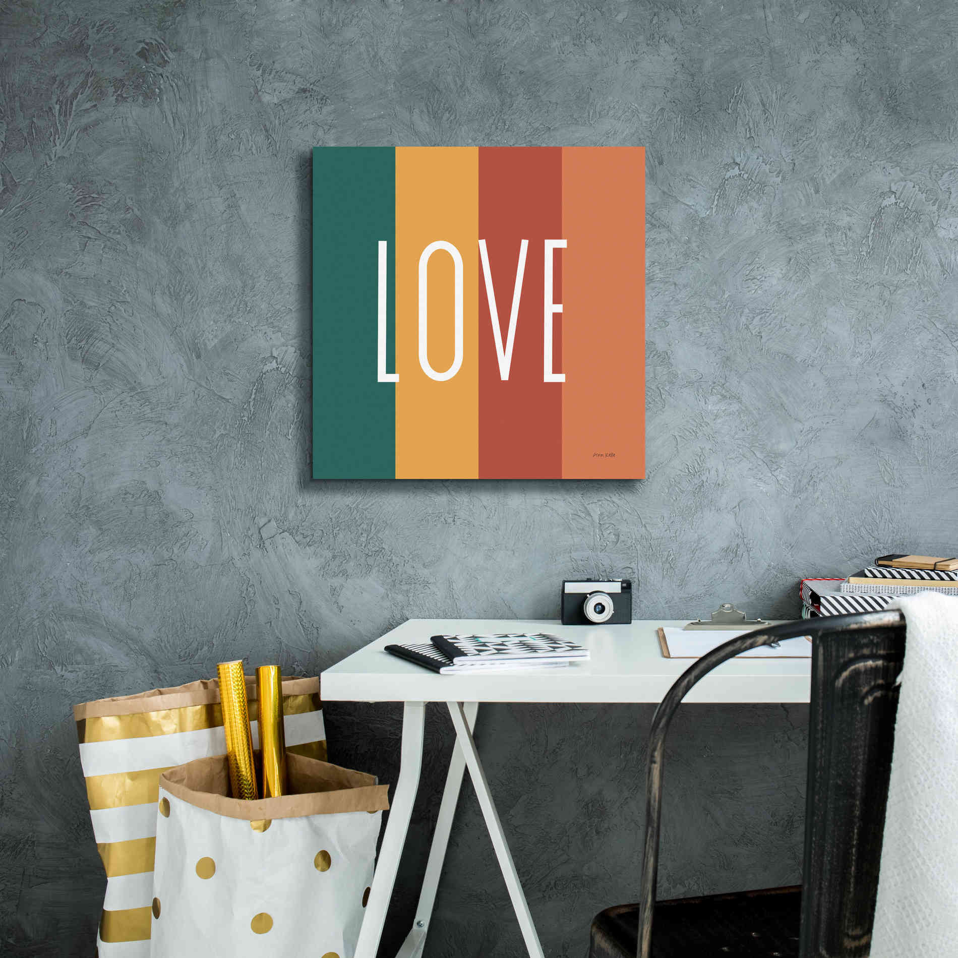 'Love Rainbow Retro' by Ann Kelle Designs, Canvas Wall Art,18 x 18