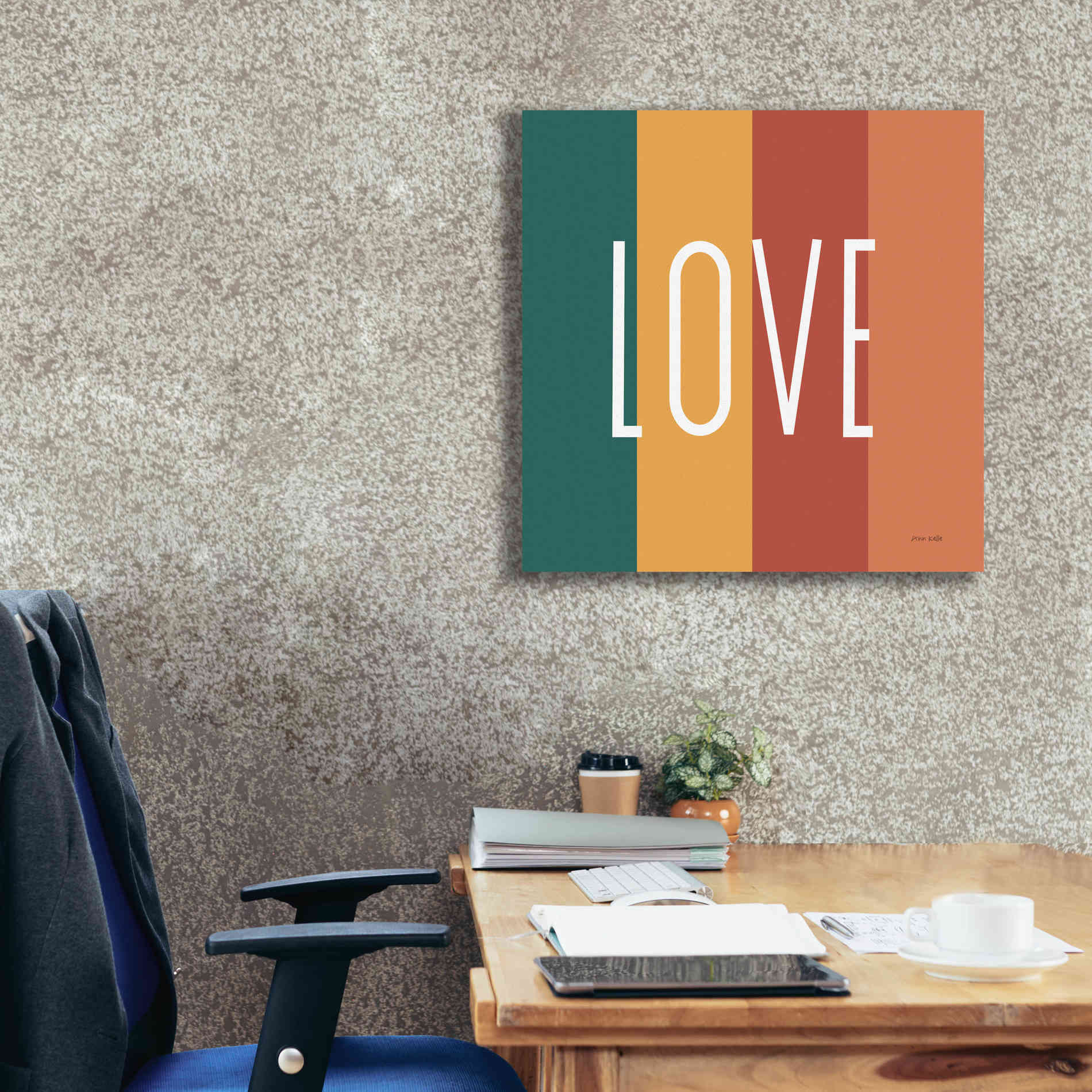 'Love Rainbow Retro' by Ann Kelle Designs, Canvas Wall Art,26 x 26