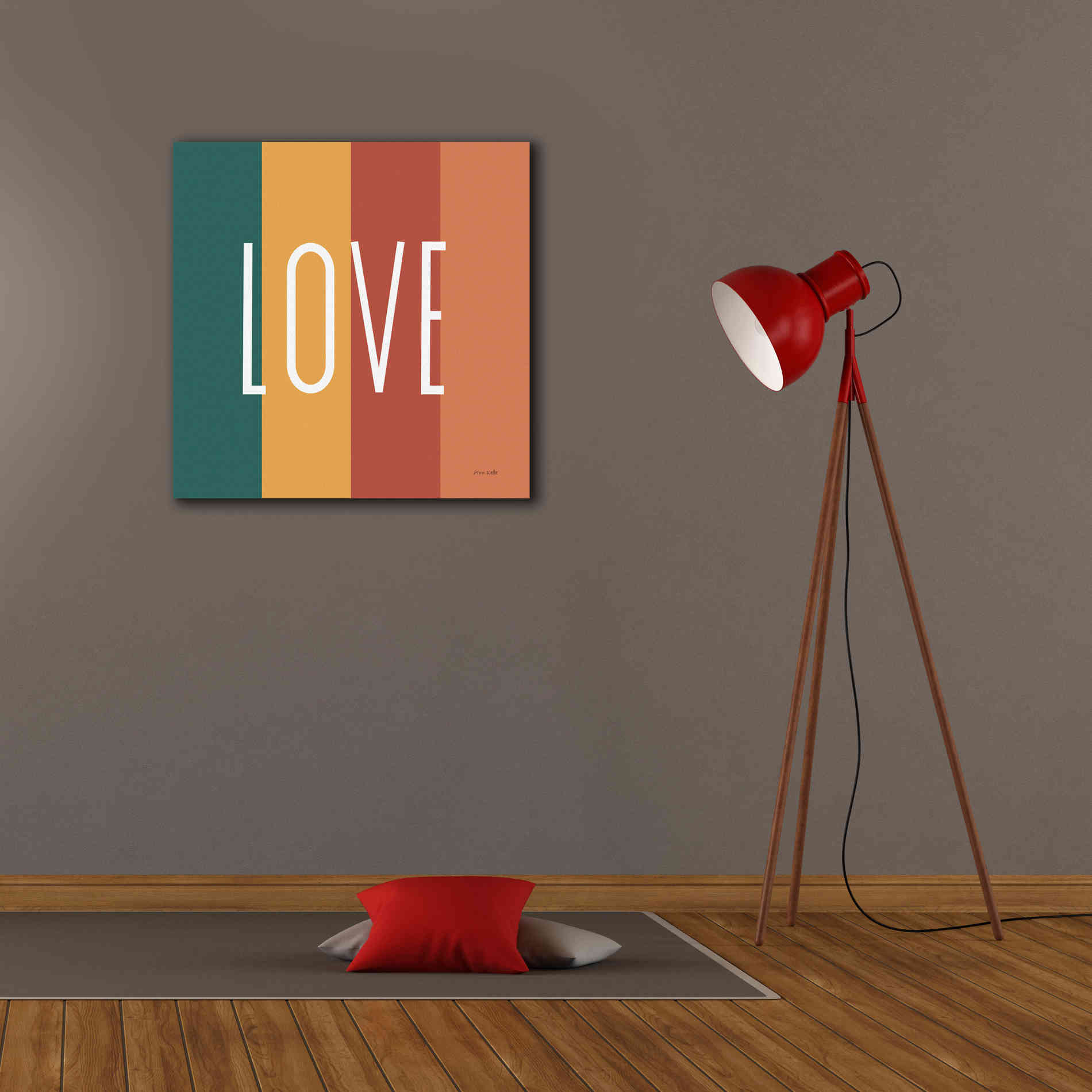'Love Rainbow Retro' by Ann Kelle Designs, Canvas Wall Art,26 x 26