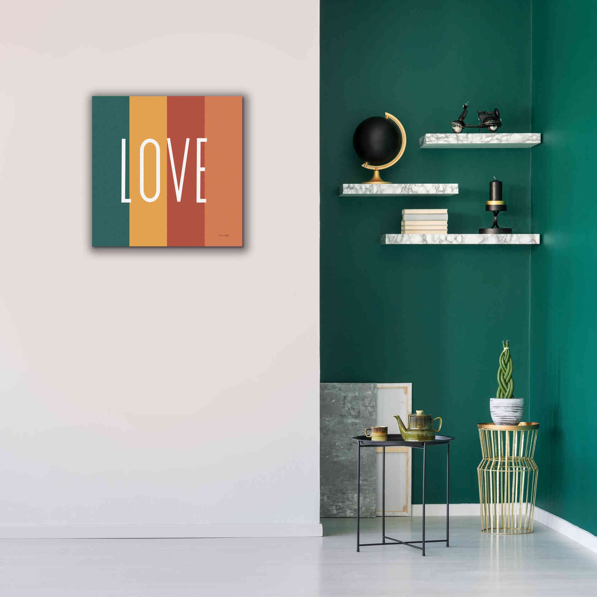 'Love Rainbow Retro' by Ann Kelle Designs, Canvas Wall Art,26 x 26