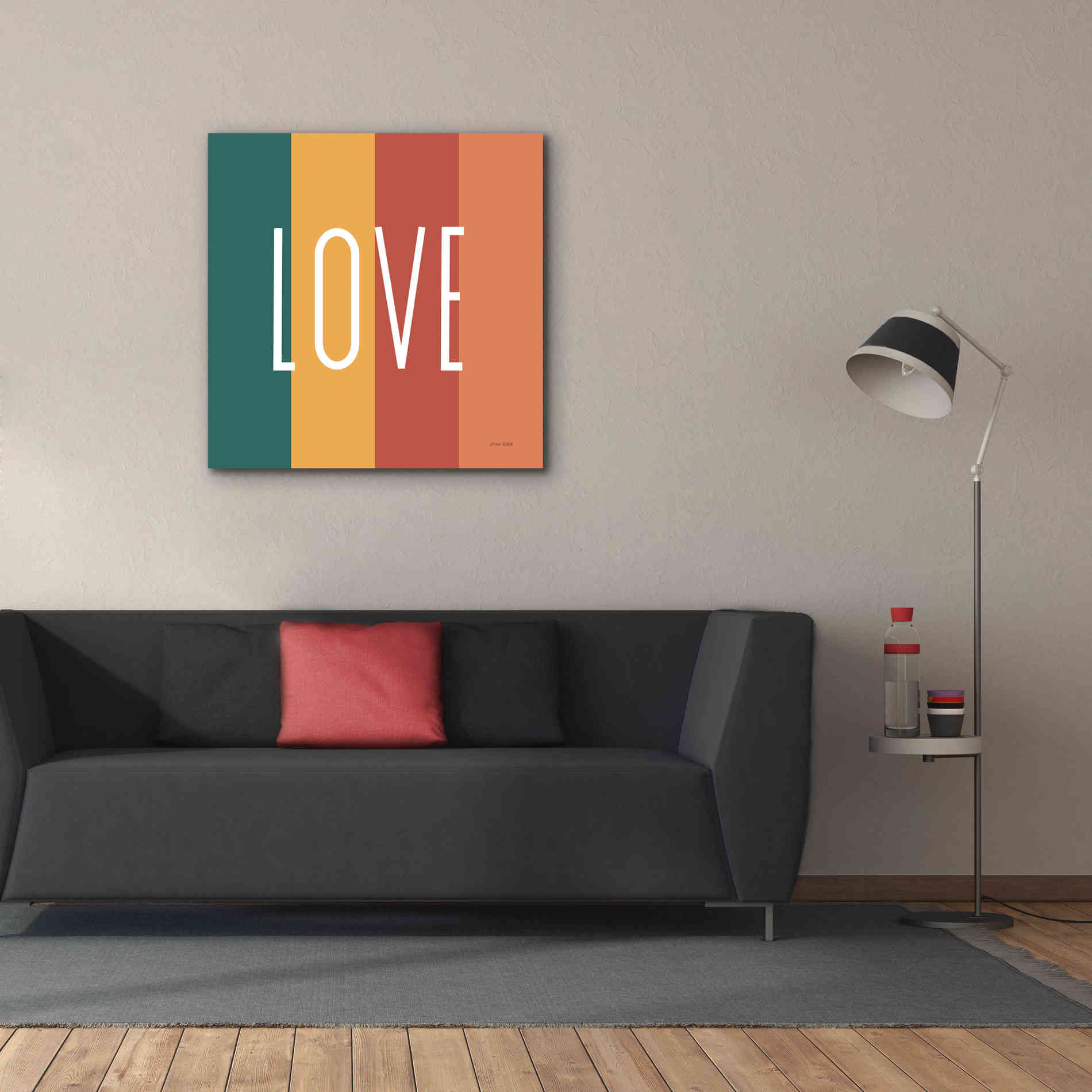 'Love Rainbow Retro' by Ann Kelle Designs, Canvas Wall Art,37 x 37