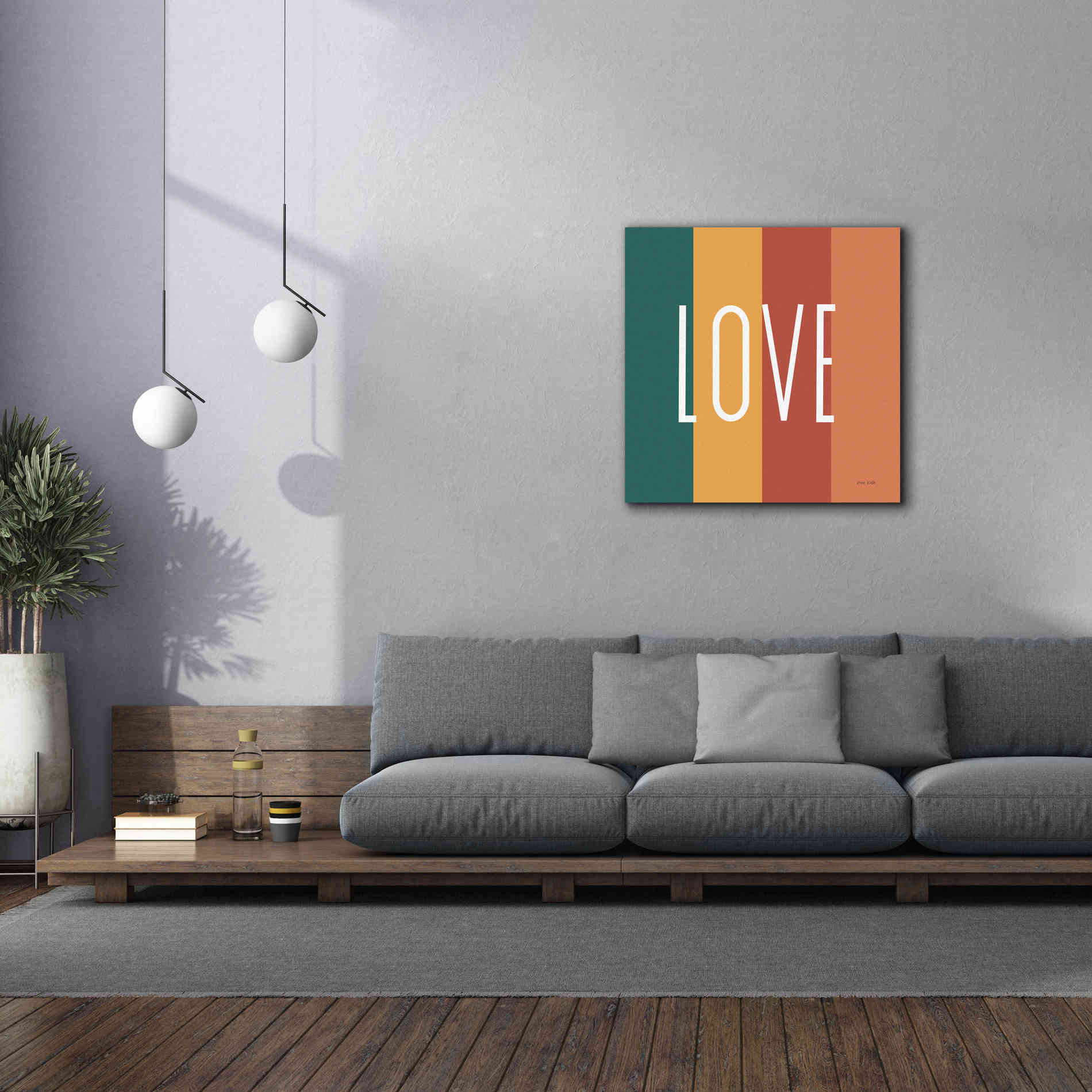 'Love Rainbow Retro' by Ann Kelle Designs, Canvas Wall Art,37 x 37
