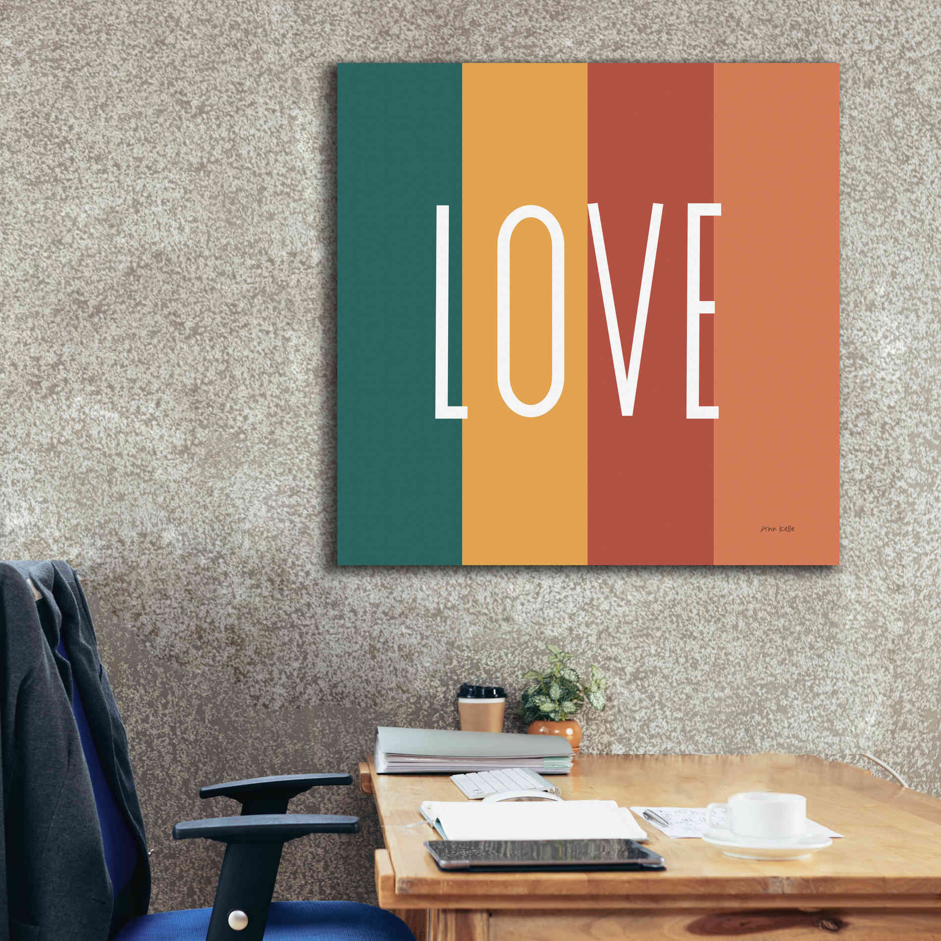 'Love Rainbow Retro' by Ann Kelle Designs, Canvas Wall Art,37 x 37