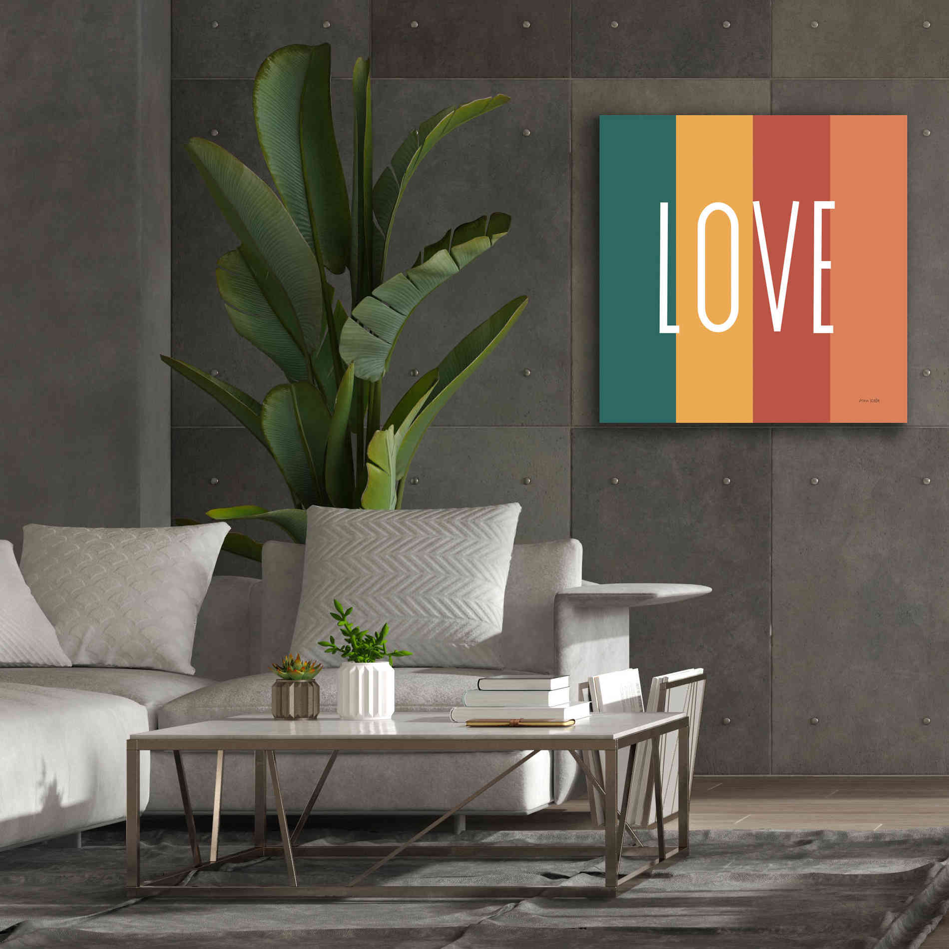 'Love Rainbow Retro' by Ann Kelle Designs, Canvas Wall Art,37 x 37