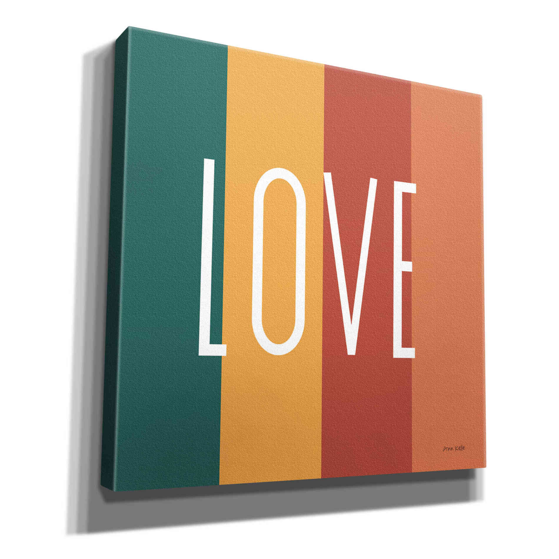 'Love Rainbow Retro' by Ann Kelle Designs, Canvas Wall Art,12x12x1.1x0,18x18x1.1x0,26x26x1.74x0,37x37x1.74x0