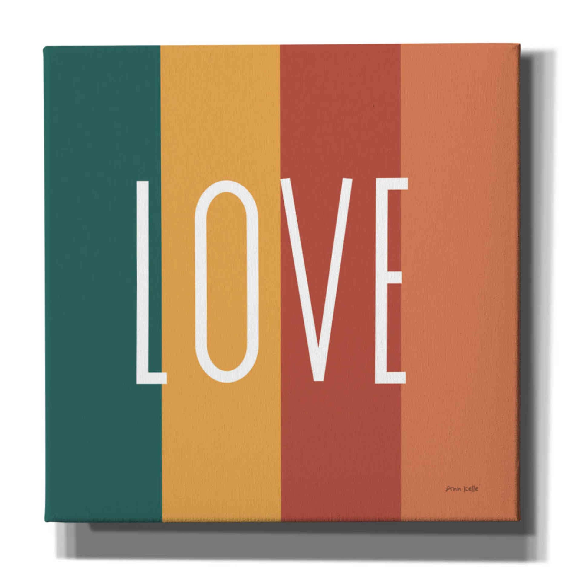 'Love Rainbow Retro' by Ann Kelle Designs, Canvas Wall Art,12x12x1.1x0,18x18x1.1x0,26x26x1.74x0,37x37x1.74x0