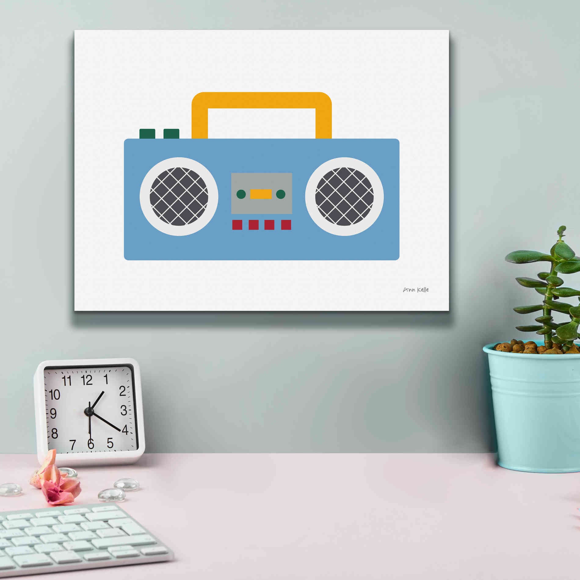 'Retro Boombox' by Ann Kelle Designs, Canvas Wall Art,16 x 12