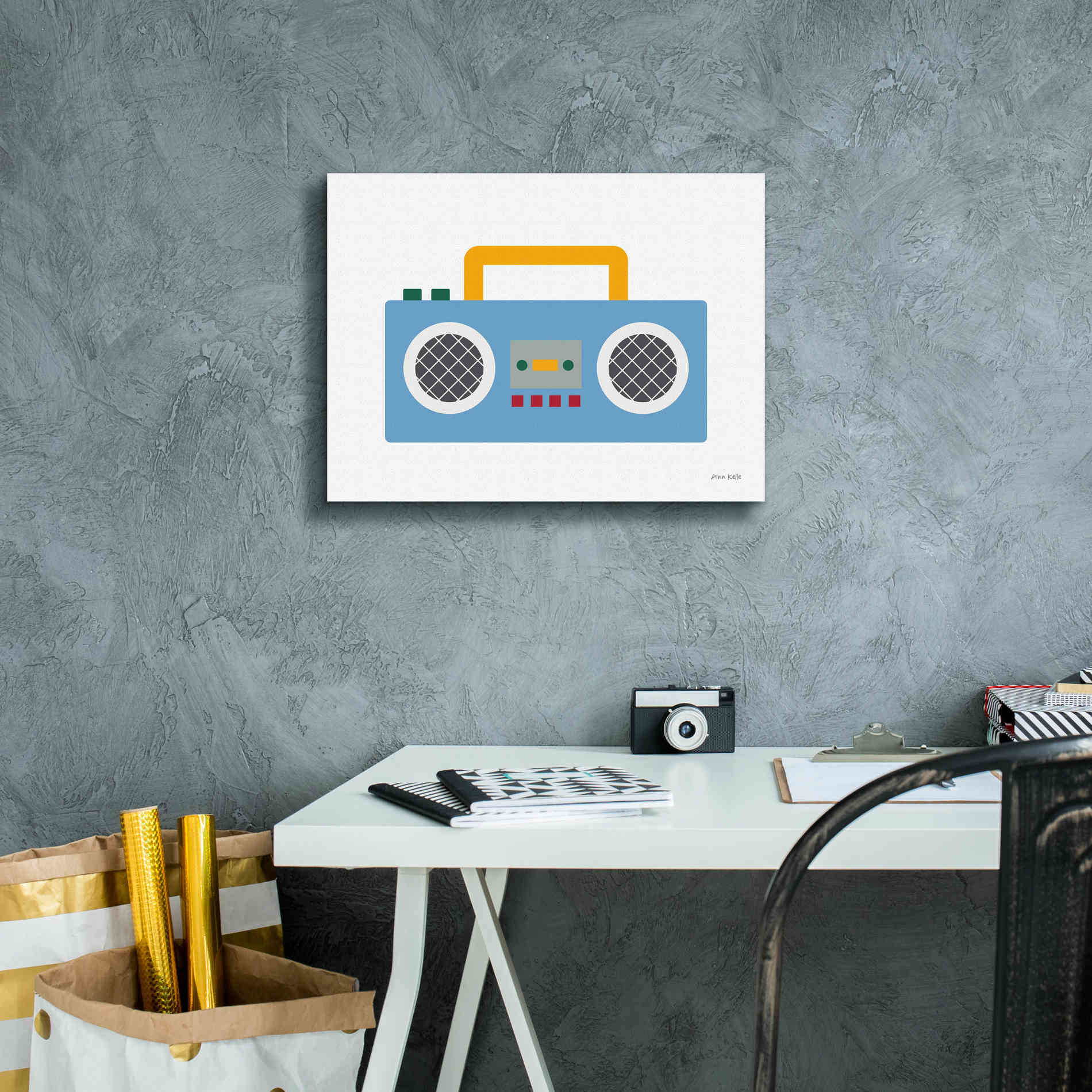 'Retro Boombox' by Ann Kelle Designs, Canvas Wall Art,16 x 12