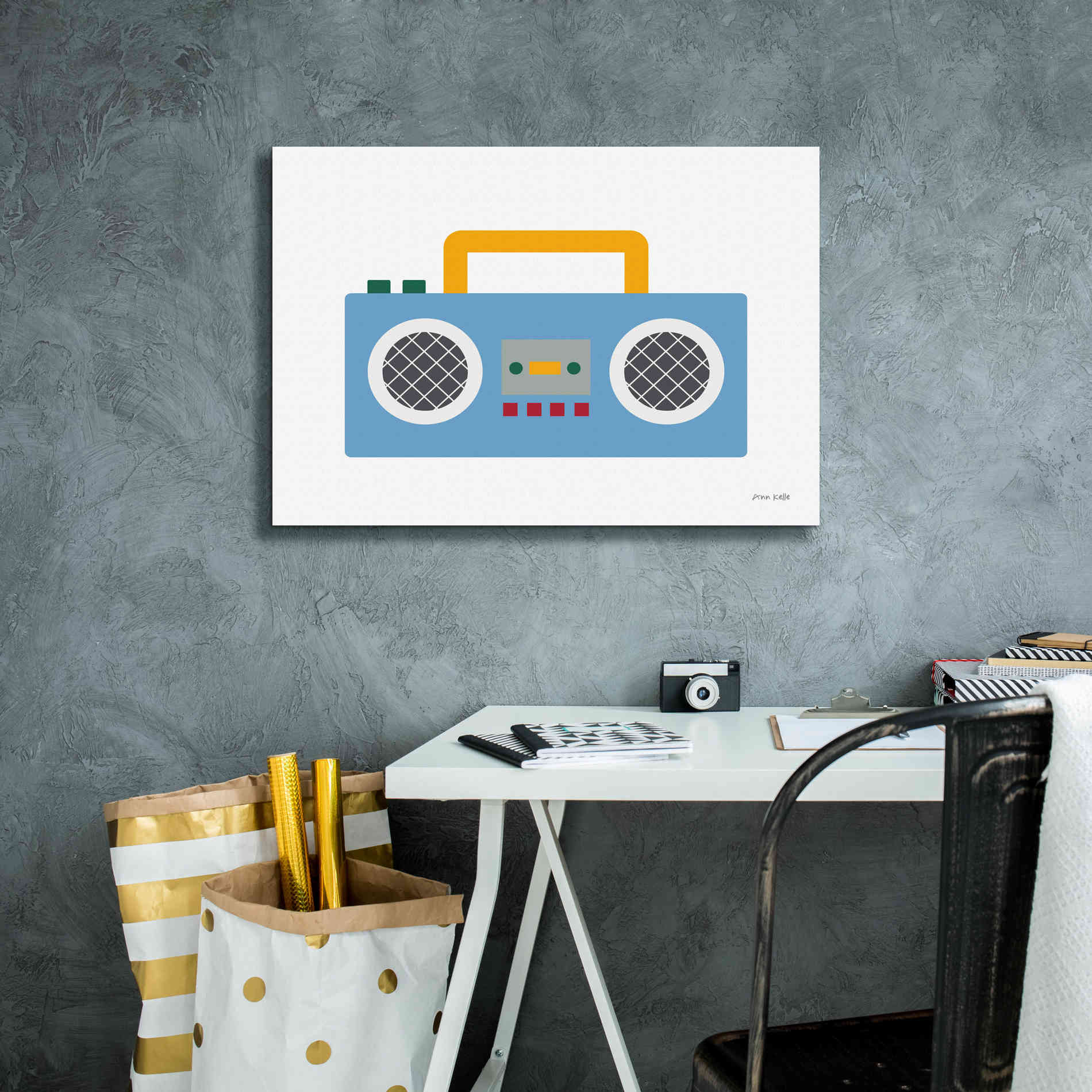 'Retro Boombox' by Ann Kelle Designs, Canvas Wall Art,26 x 18