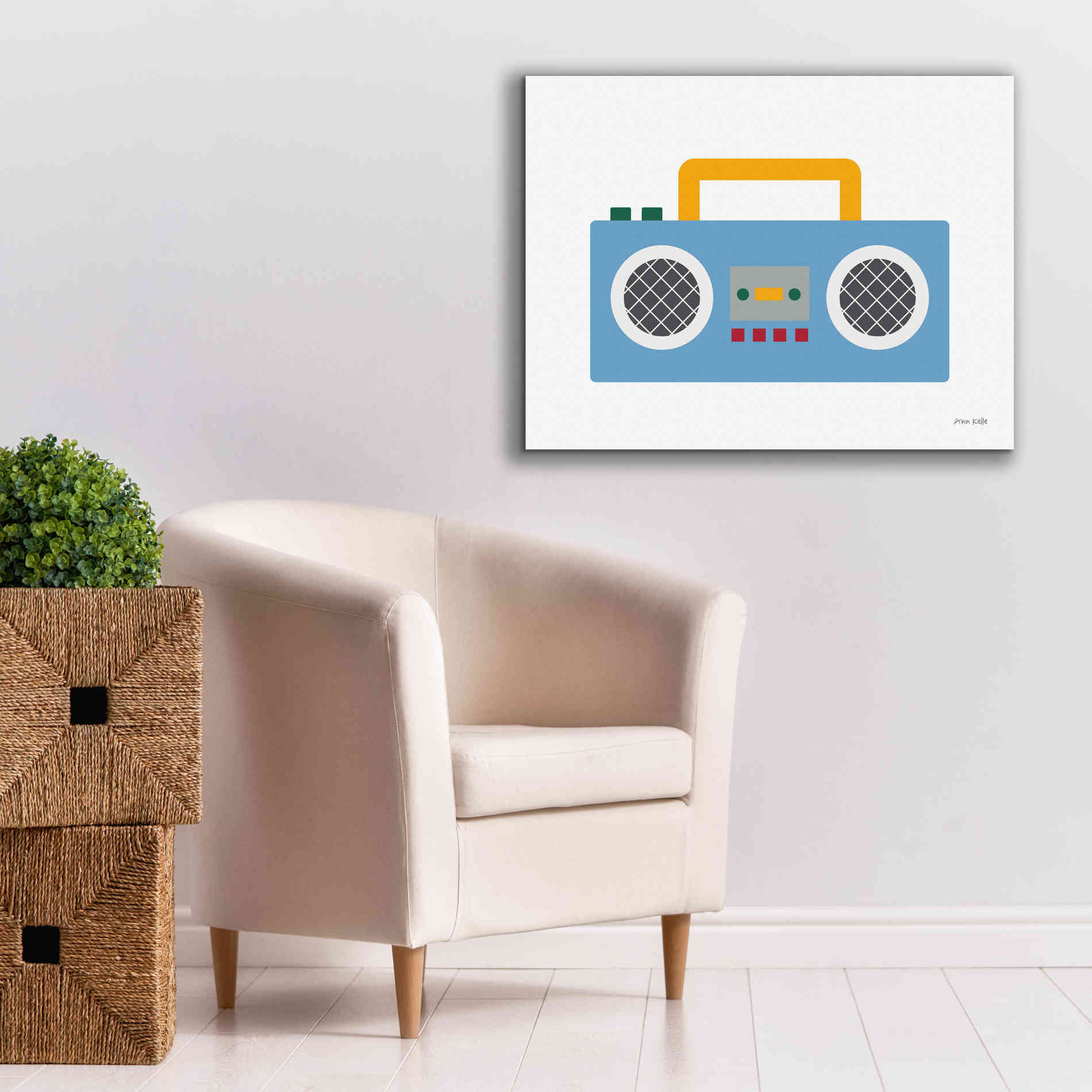 'Retro Boombox' by Ann Kelle Designs, Canvas Wall Art,34 x 26