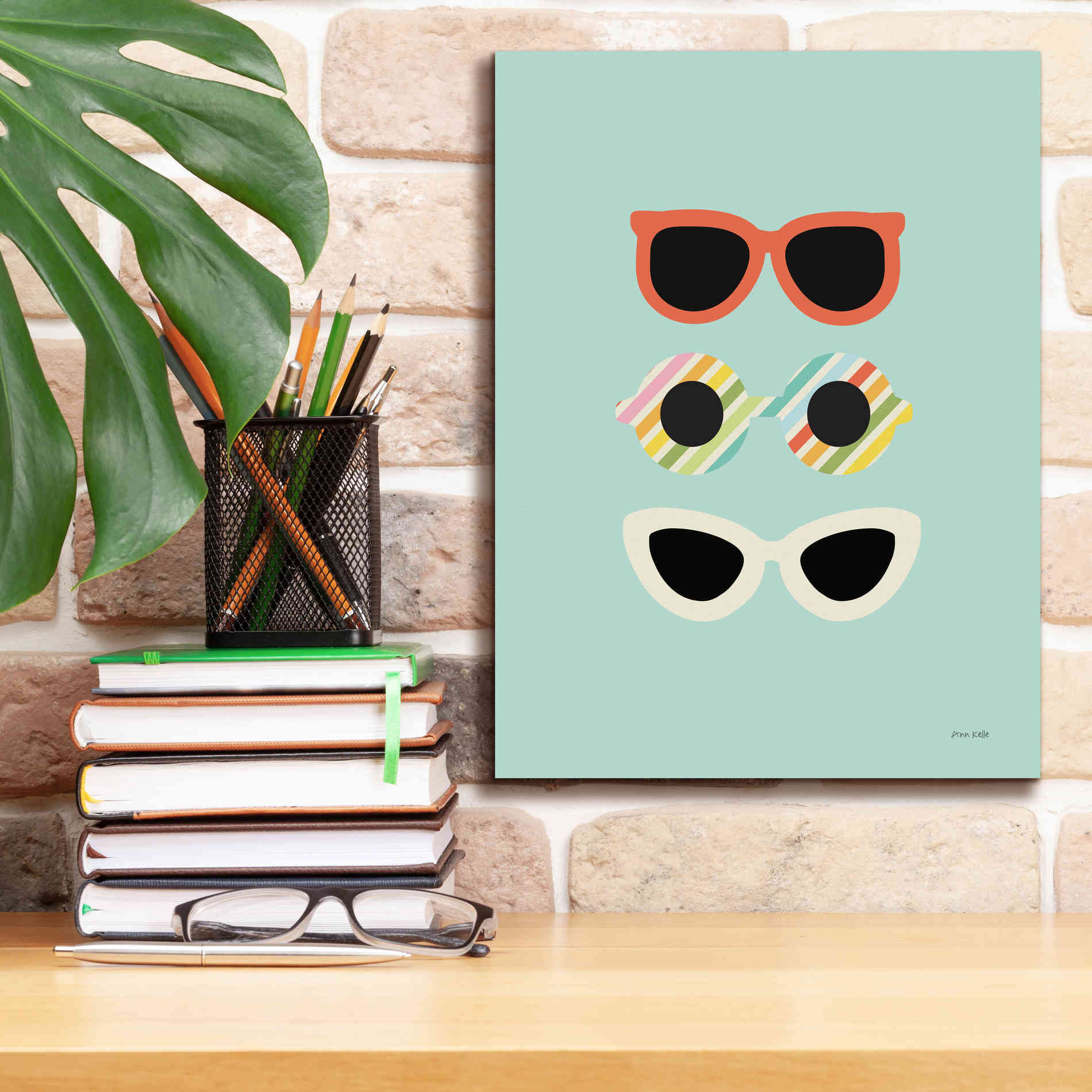 'Glamour Sunglasses' by Ann Kelle Designs, Canvas Wall Art,12 x 16