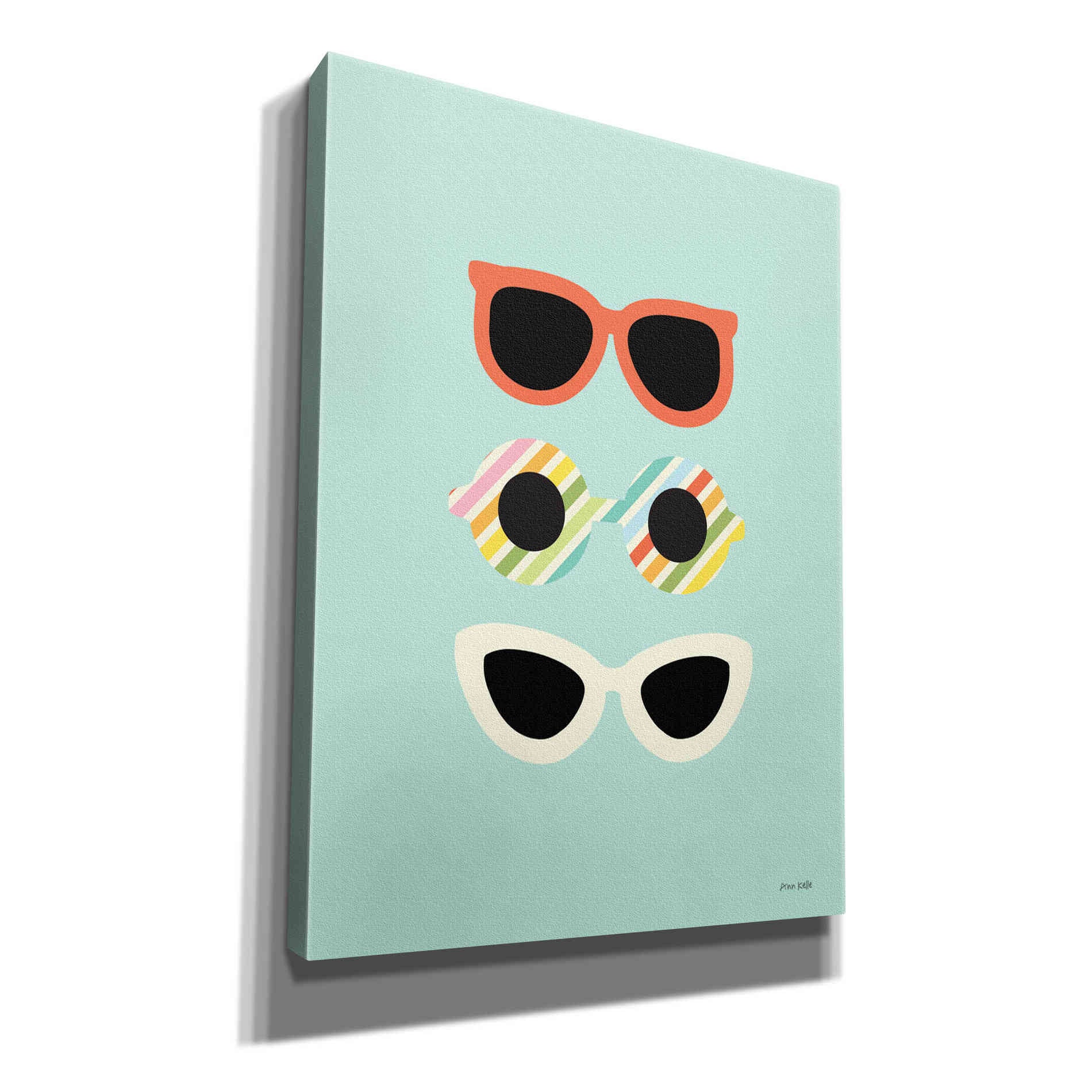 'Glamour Sunglasses' by Ann Kelle Designs, Canvas Wall Art,12x16x1.1x0,20x24x1.1x0,26x30x1.74x0,40x54x1.74x0
