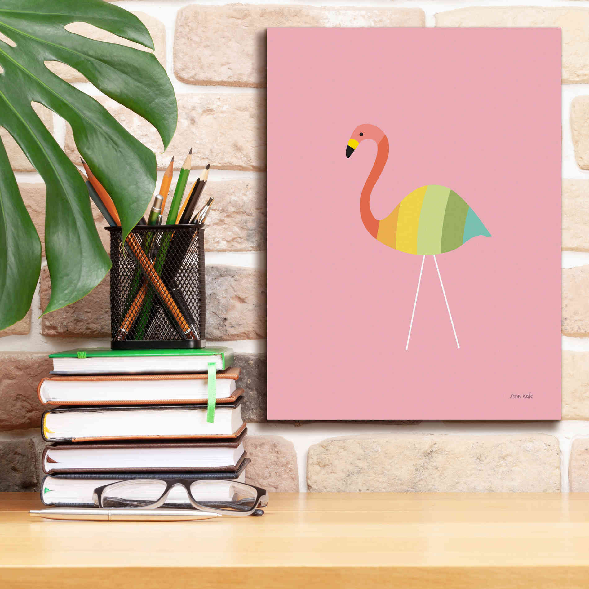 'Flamingo Colors' by Ann Kelle Designs, Canvas Wall Art,12 x 16