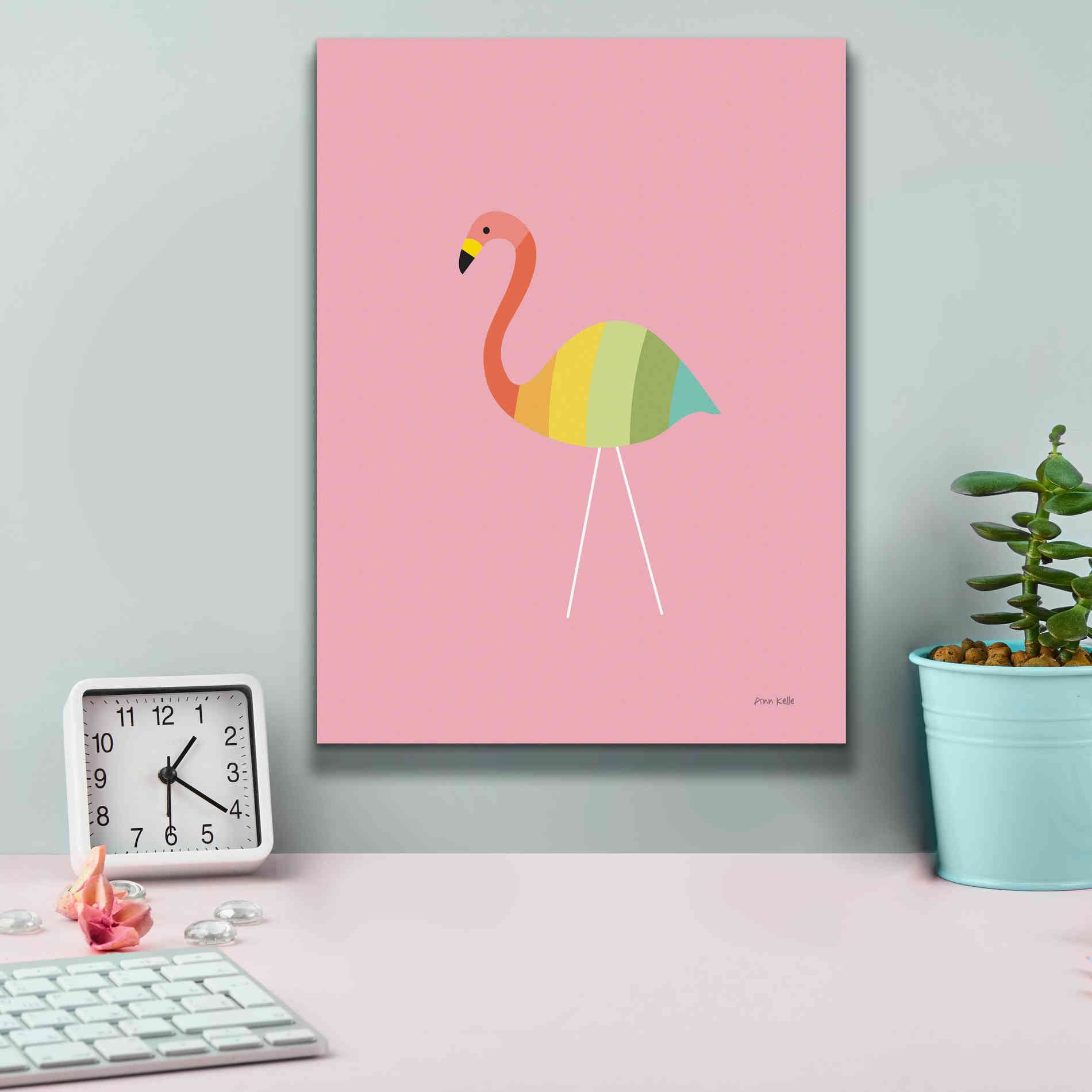 'Flamingo Colors' by Ann Kelle Designs, Canvas Wall Art,12 x 16