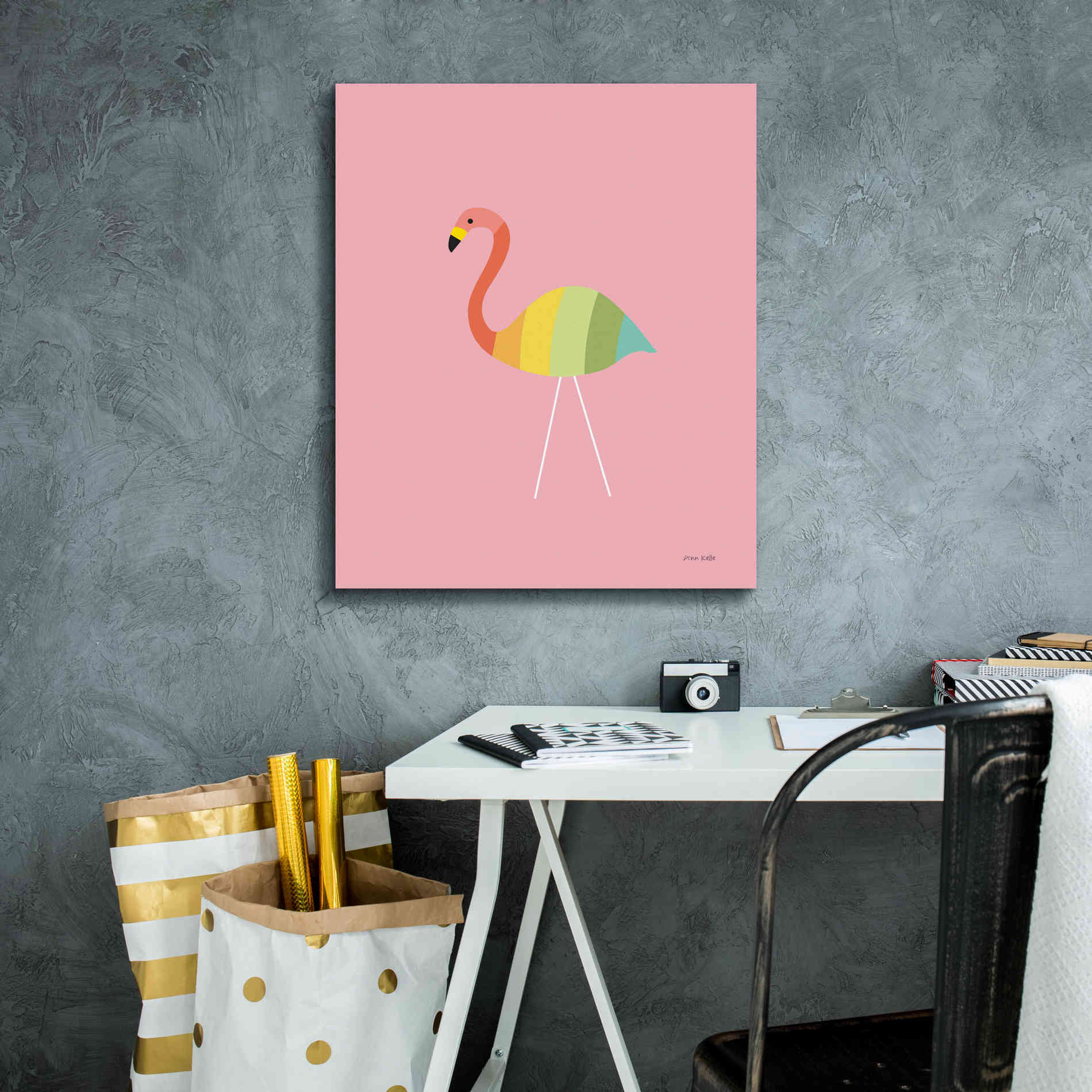 'Flamingo Colors' by Ann Kelle Designs, Canvas Wall Art,20 x 24