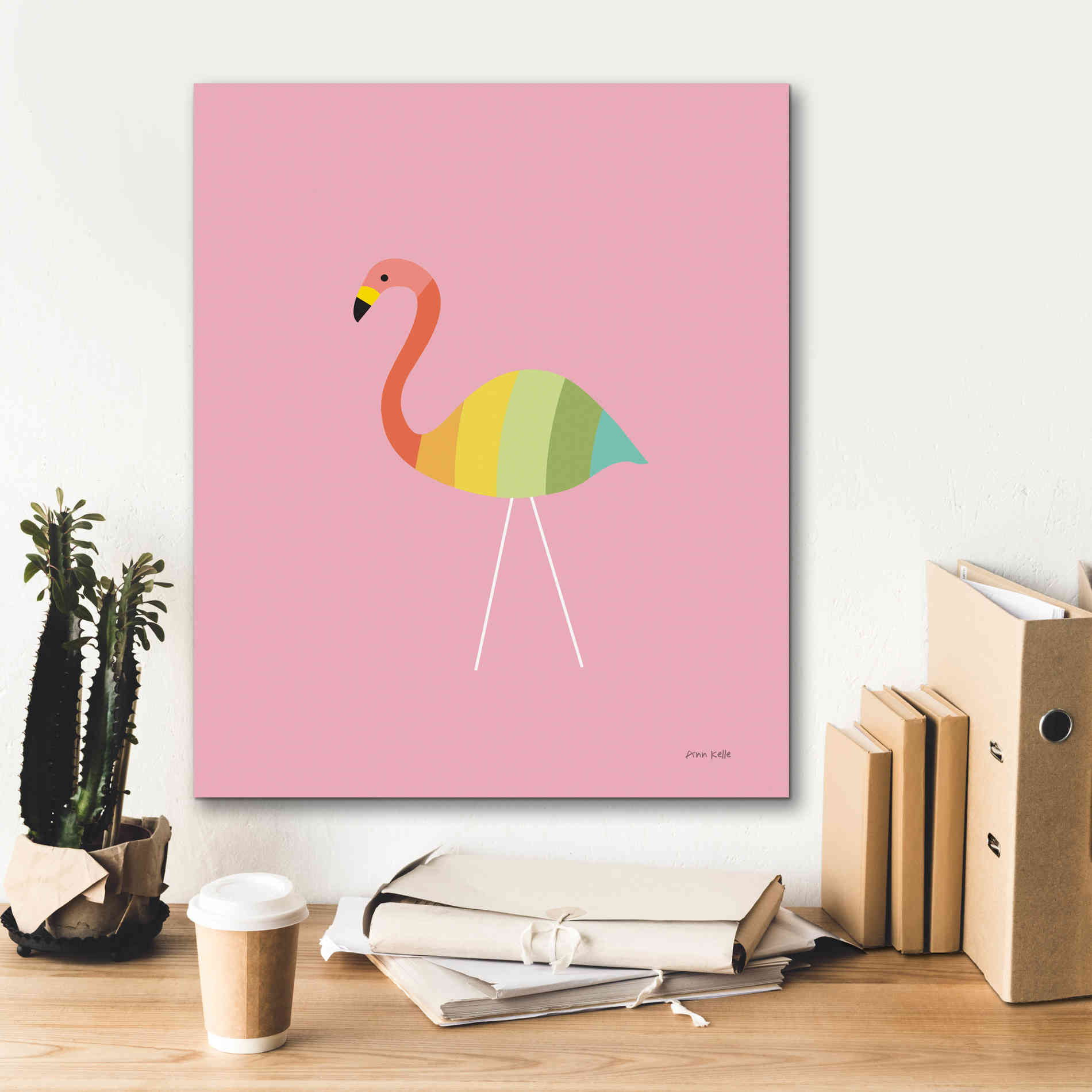 'Flamingo Colors' by Ann Kelle Designs, Canvas Wall Art,20 x 24