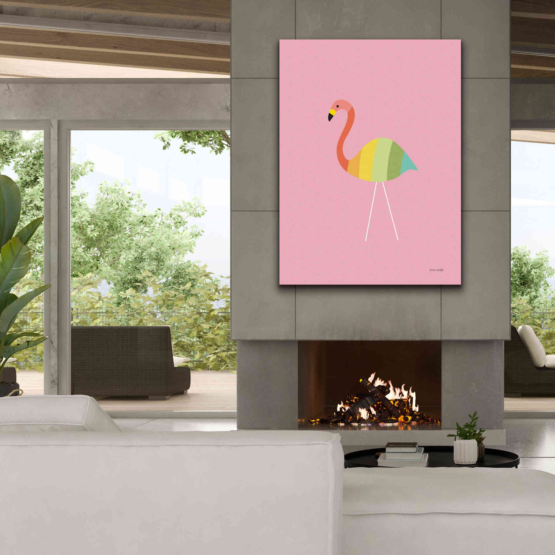 'Flamingo Colors' by Ann Kelle Designs, Canvas Wall Art,40 x 54
