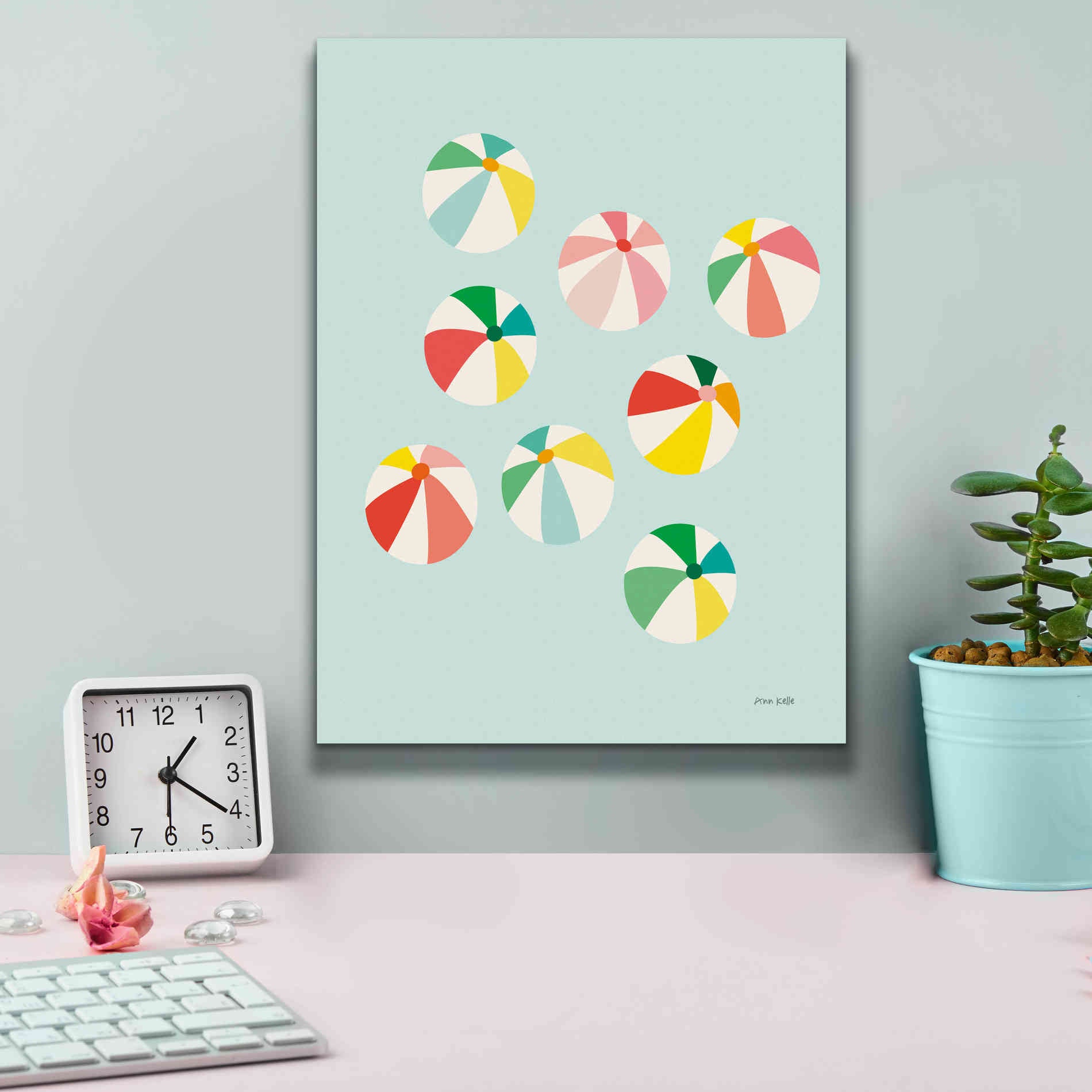 'Beach Umbrellas' by Ann Kelle Designs, Canvas Wall Art,12 x 16