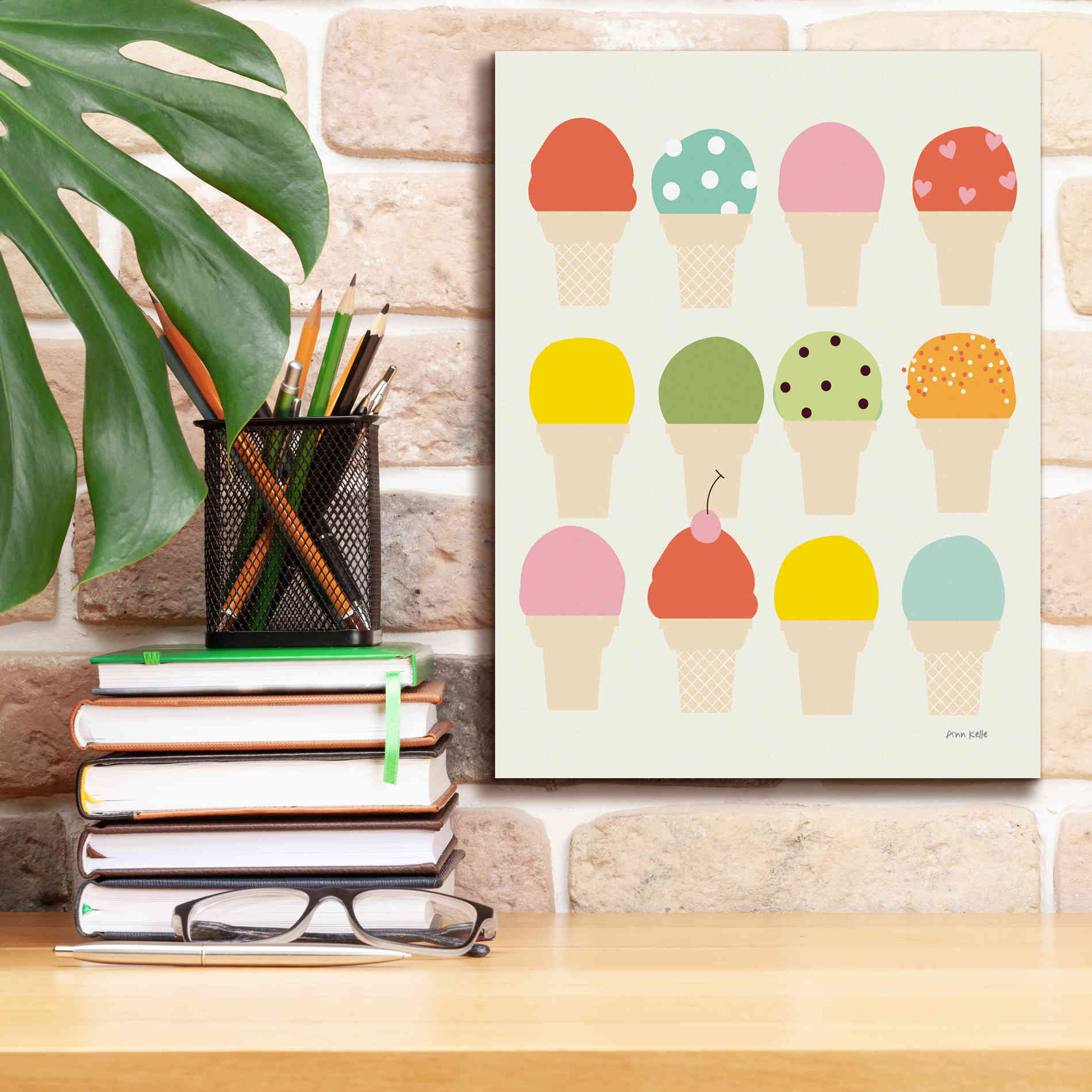 'Single Scoops' by Ann Kelle Designs, Canvas Wall Art,12 x 16