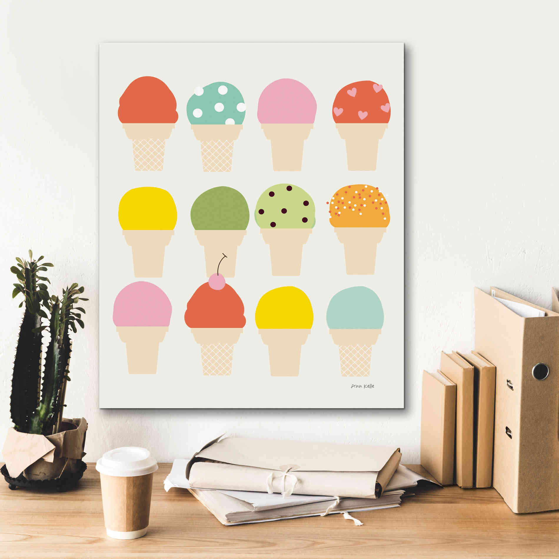 'Single Scoops' by Ann Kelle Designs, Canvas Wall Art,20 x 24