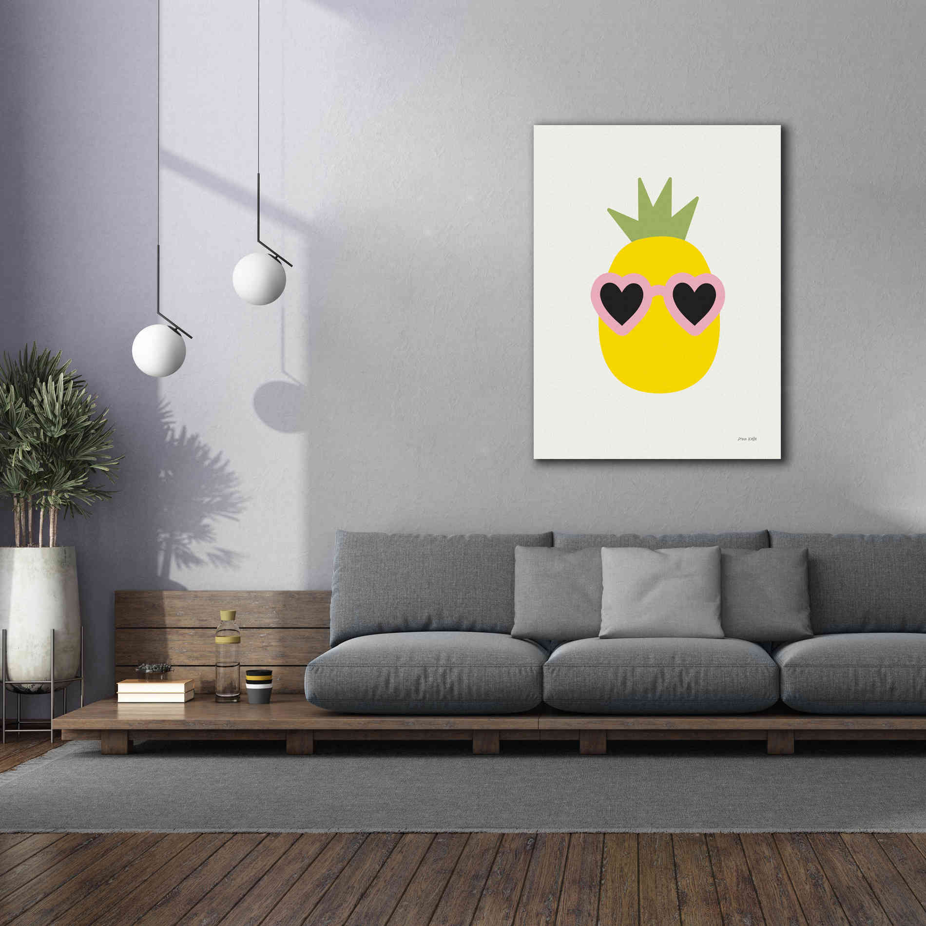 'Sunny Pineapple' by Ann Kelle Designs, Canvas Wall Art,40 x 54