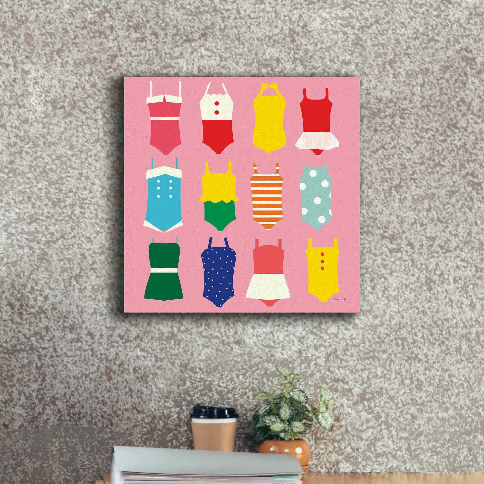 'Bathing Suits Galore' by Ann Kelle Designs, Canvas Wall Art,18 x 18